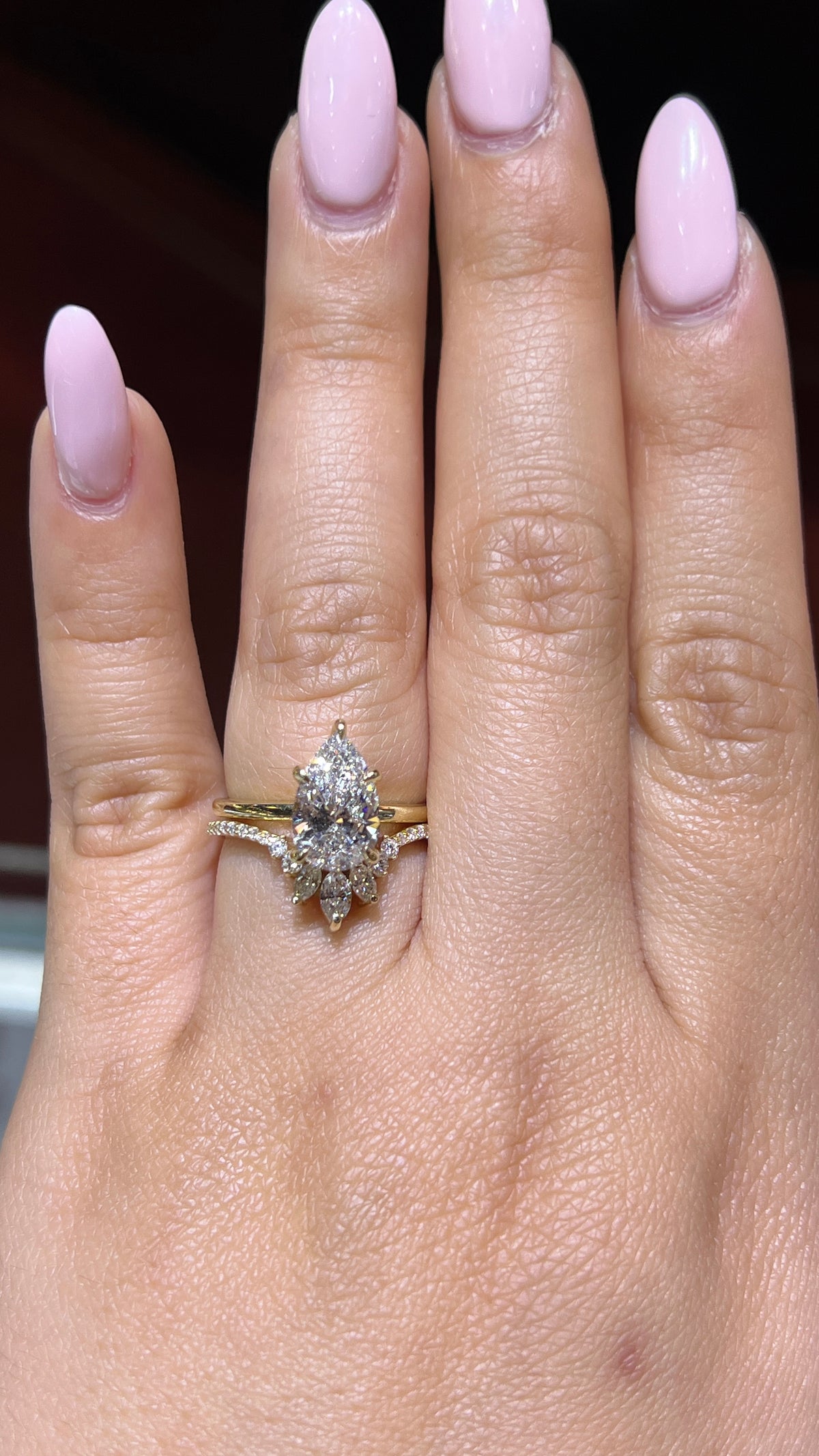 Slanted Triple Marquise Diamond Chevron Band 14K Gold BAN173