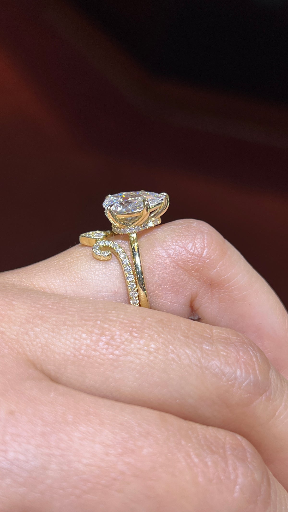 Art Nouveau Diamond Chevron Band 14K Gold BAN175