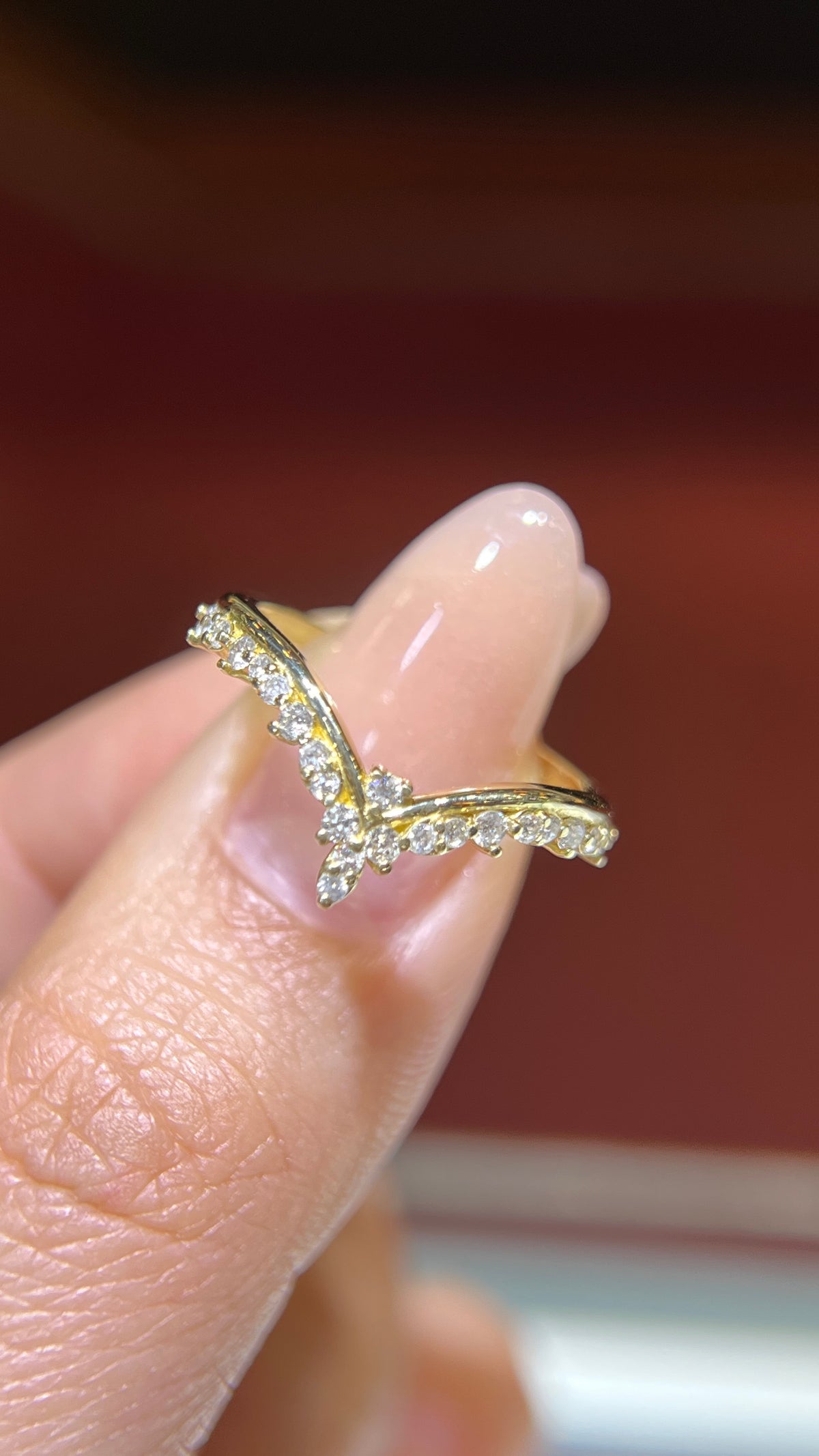 Straight Triple Marquise Diamond Chevron Band 14K Gold BAN181