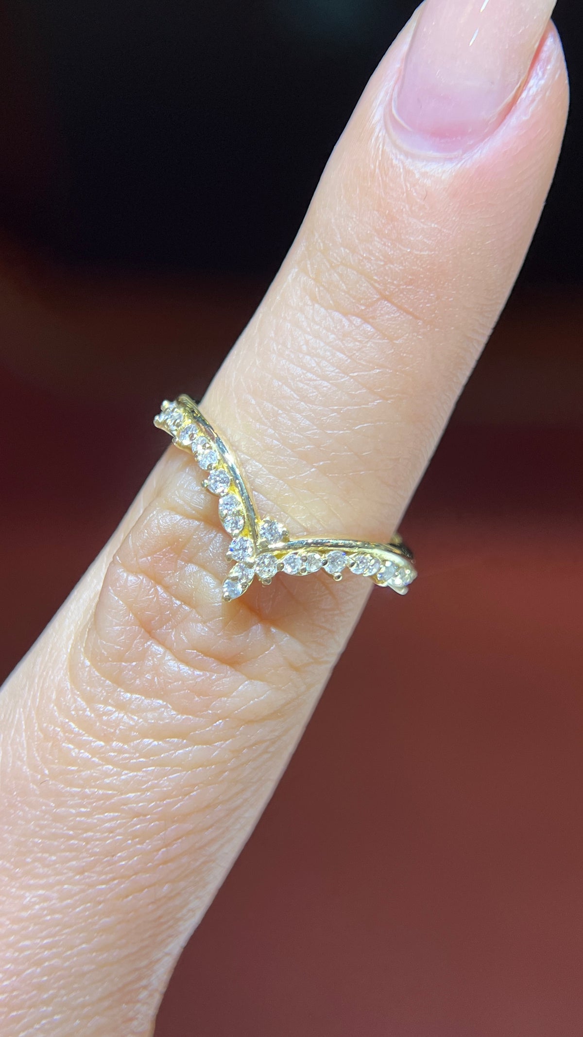 Straight Triple Marquise Diamond Chevron Band 14K Gold BAN181