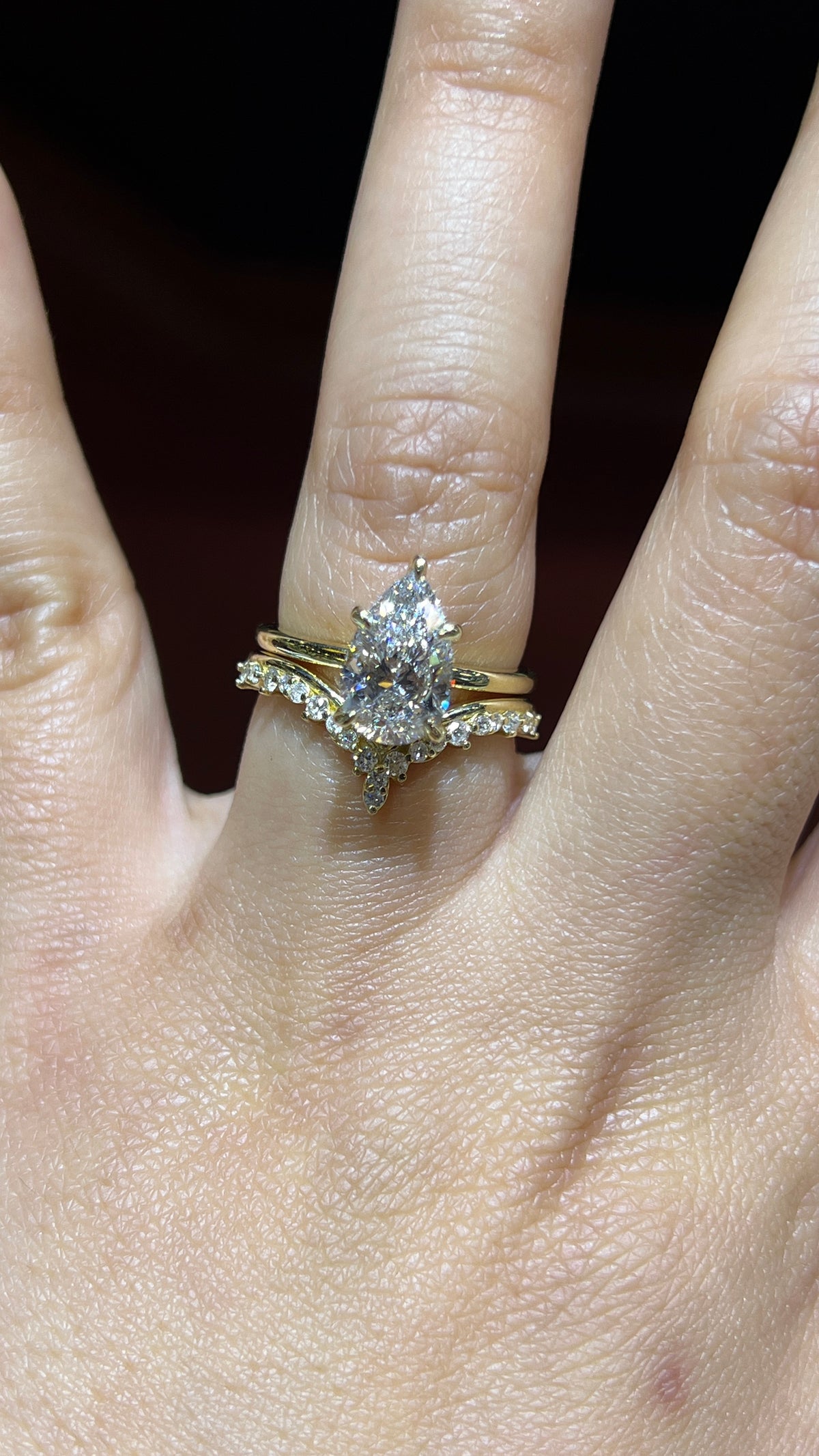 Straight Triple Marquise Diamond Chevron Band 14K Gold BAN181