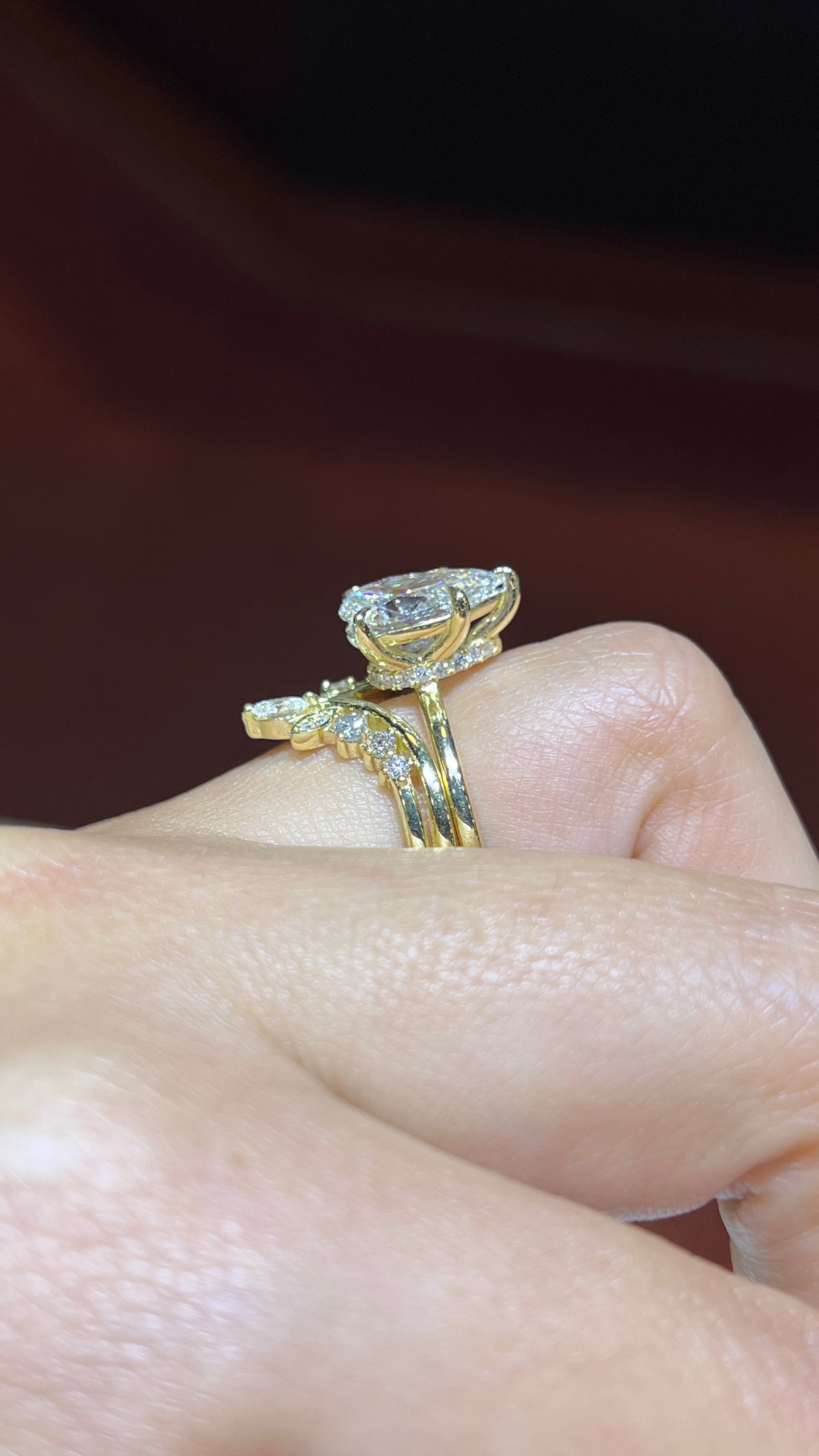 Marquise Two-Layer Diamond Chevron Band 14K Gold BAN182