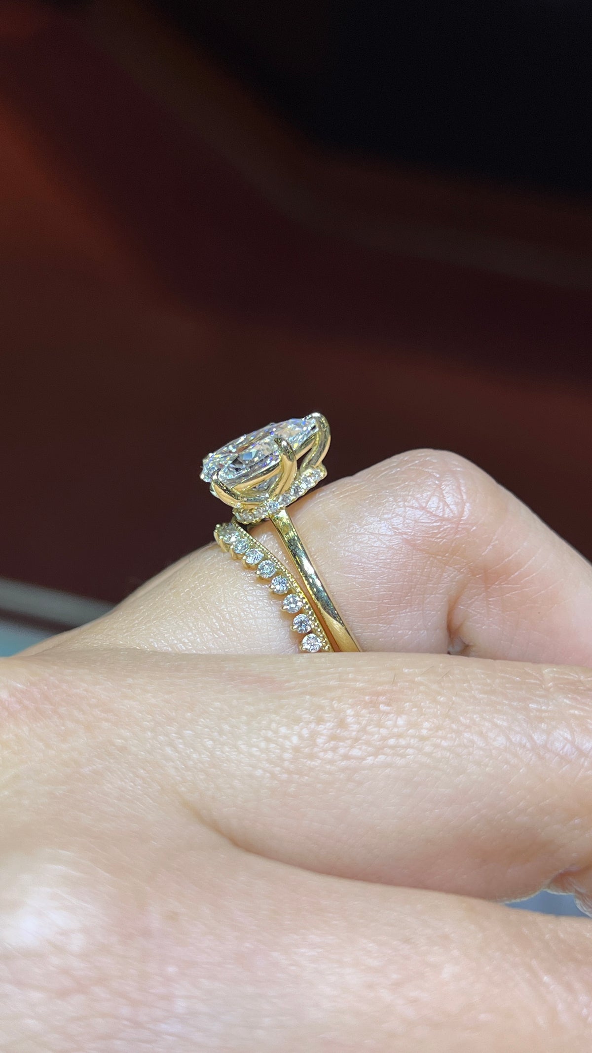 Marquise &amp; Round Diamond Chevron Band 14K Gold BAN187