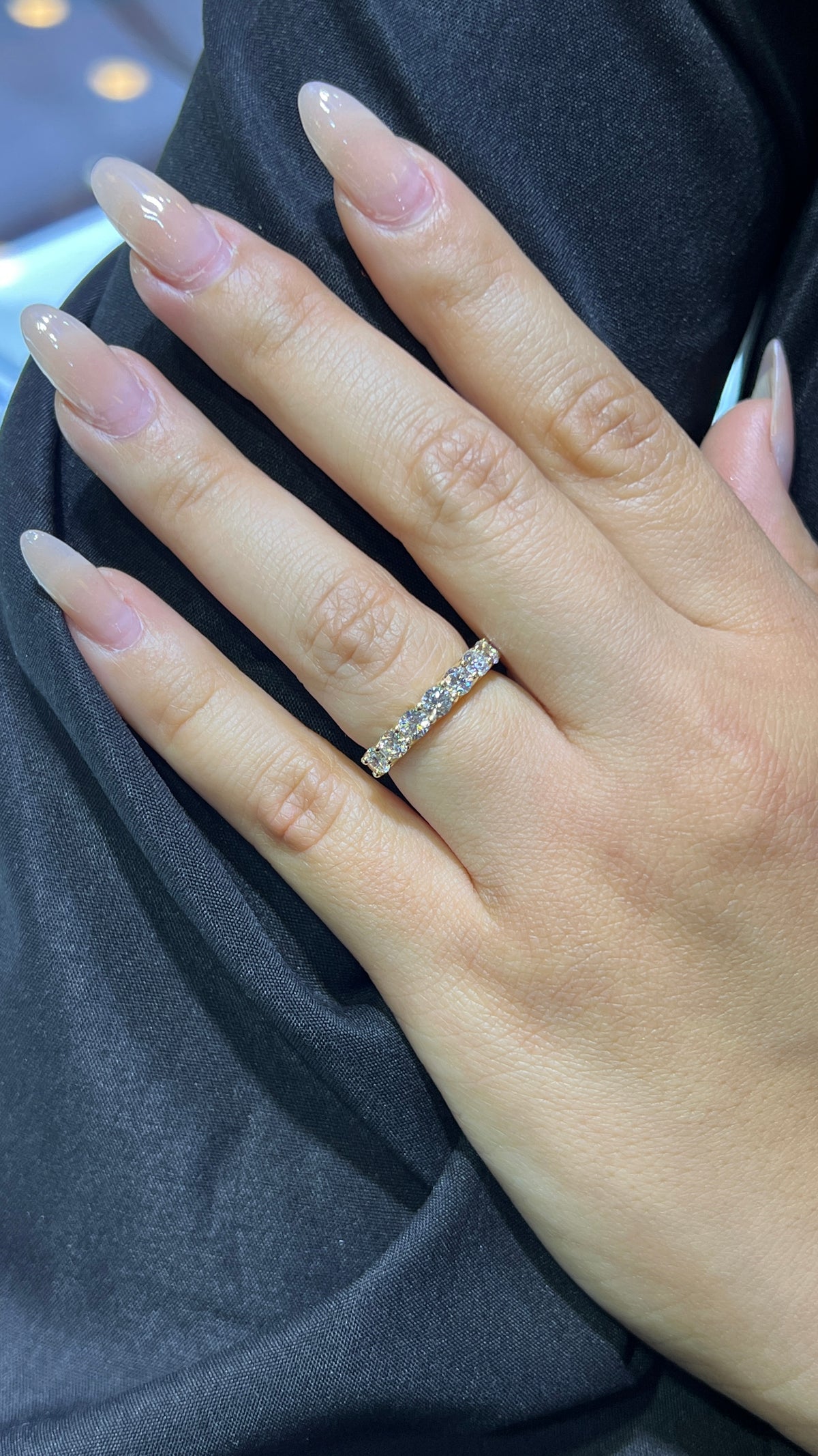 Round Diamond U Prong Band 14K Gold BAN189