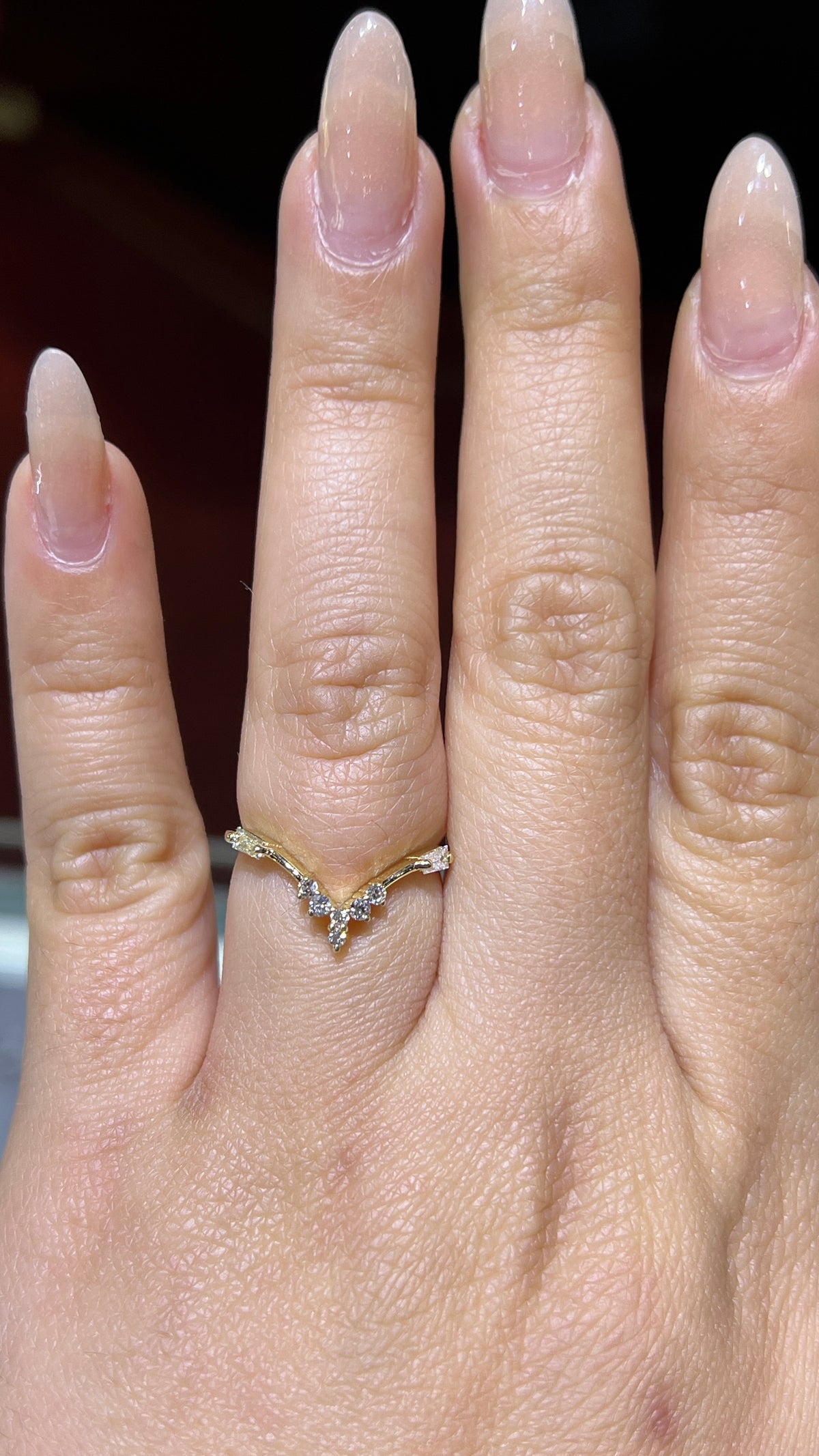 Two Baguette Diamond Chevron Band 14K Gold BAN191