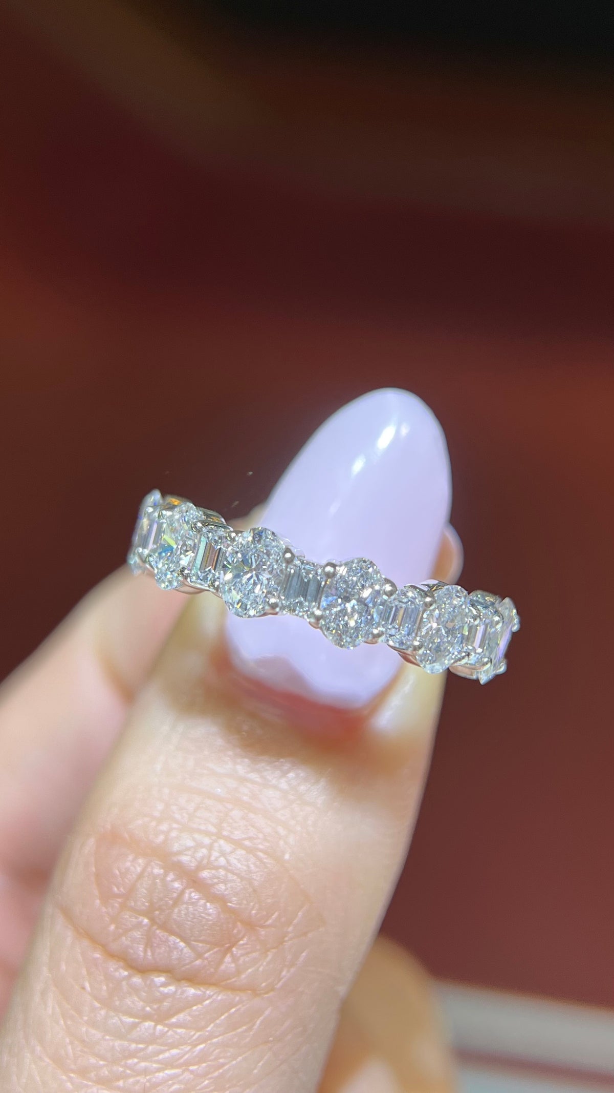 Alternating Round &amp; Baguette Diamond Eternity Band 14K Gold BAN192