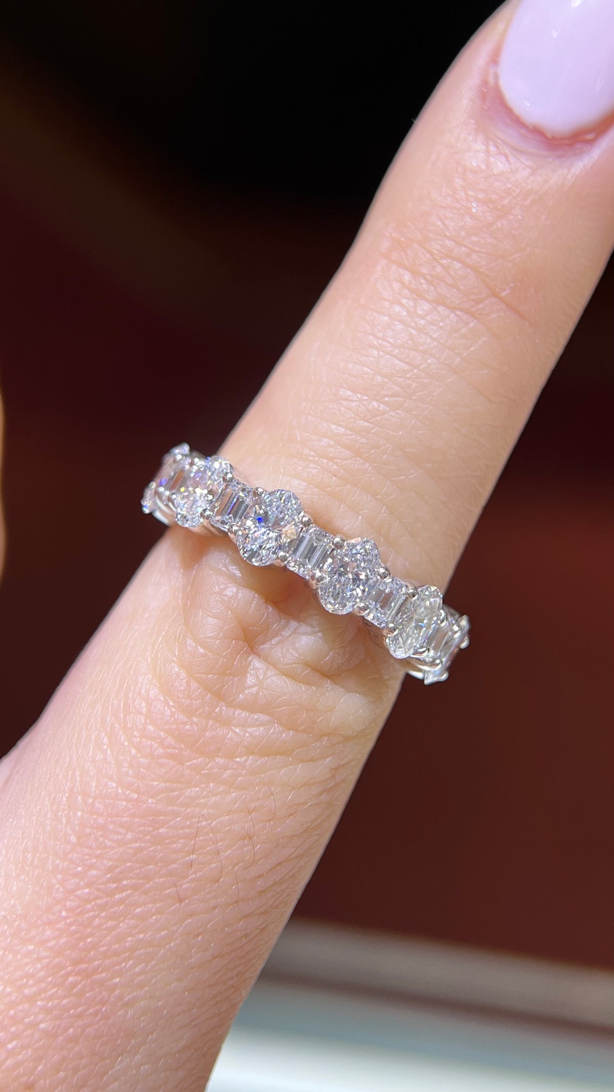 Alternating Round &amp; Baguette Diamond Eternity Band 14K Gold BAN192