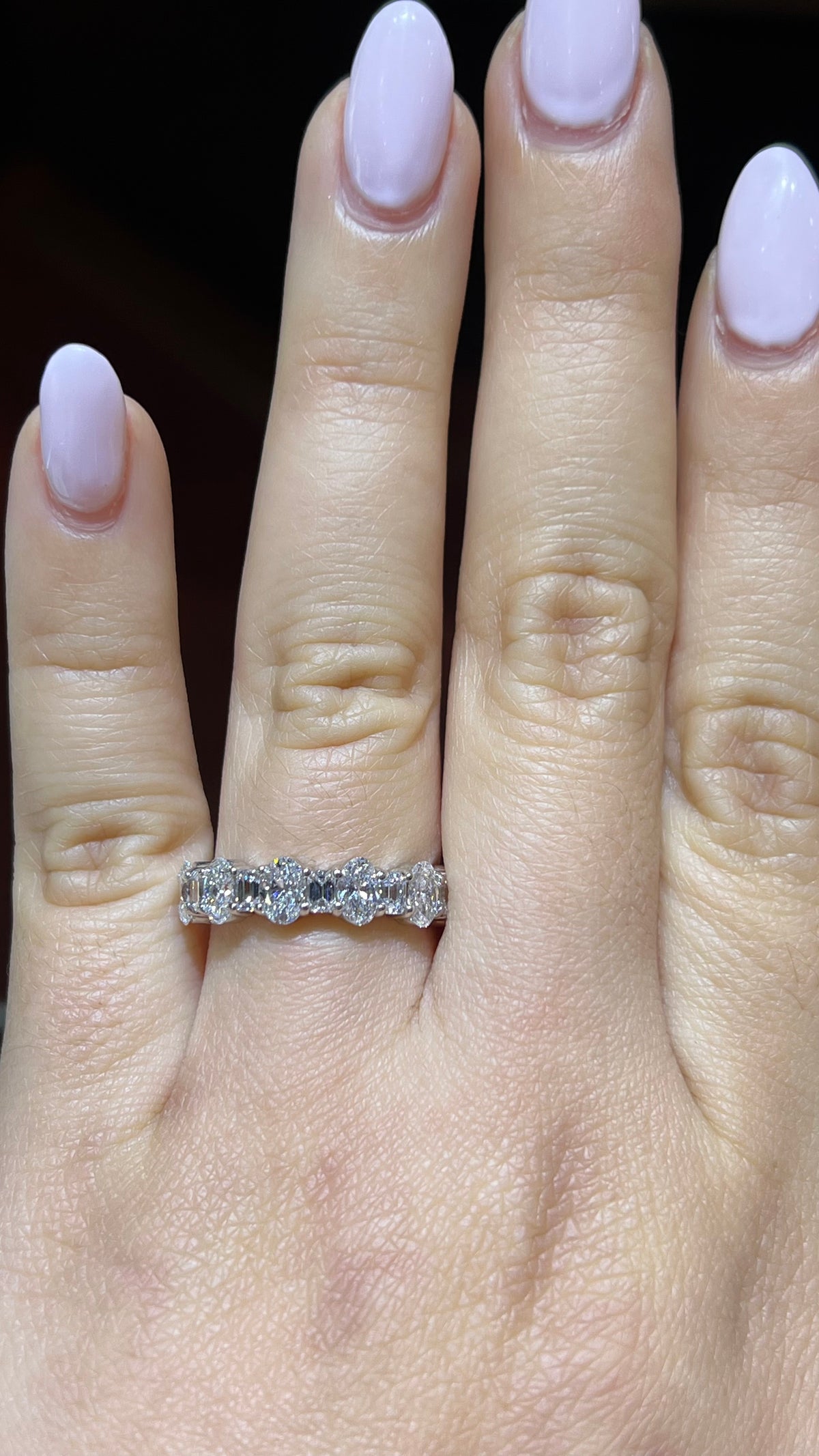 Alternating Round &amp; Baguette Diamond Eternity Band 14K Gold BAN192