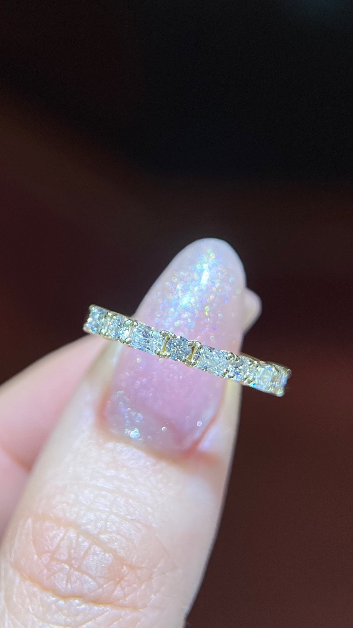 Alternating Radiant and Round Diamond Band 14K Gold BAN195