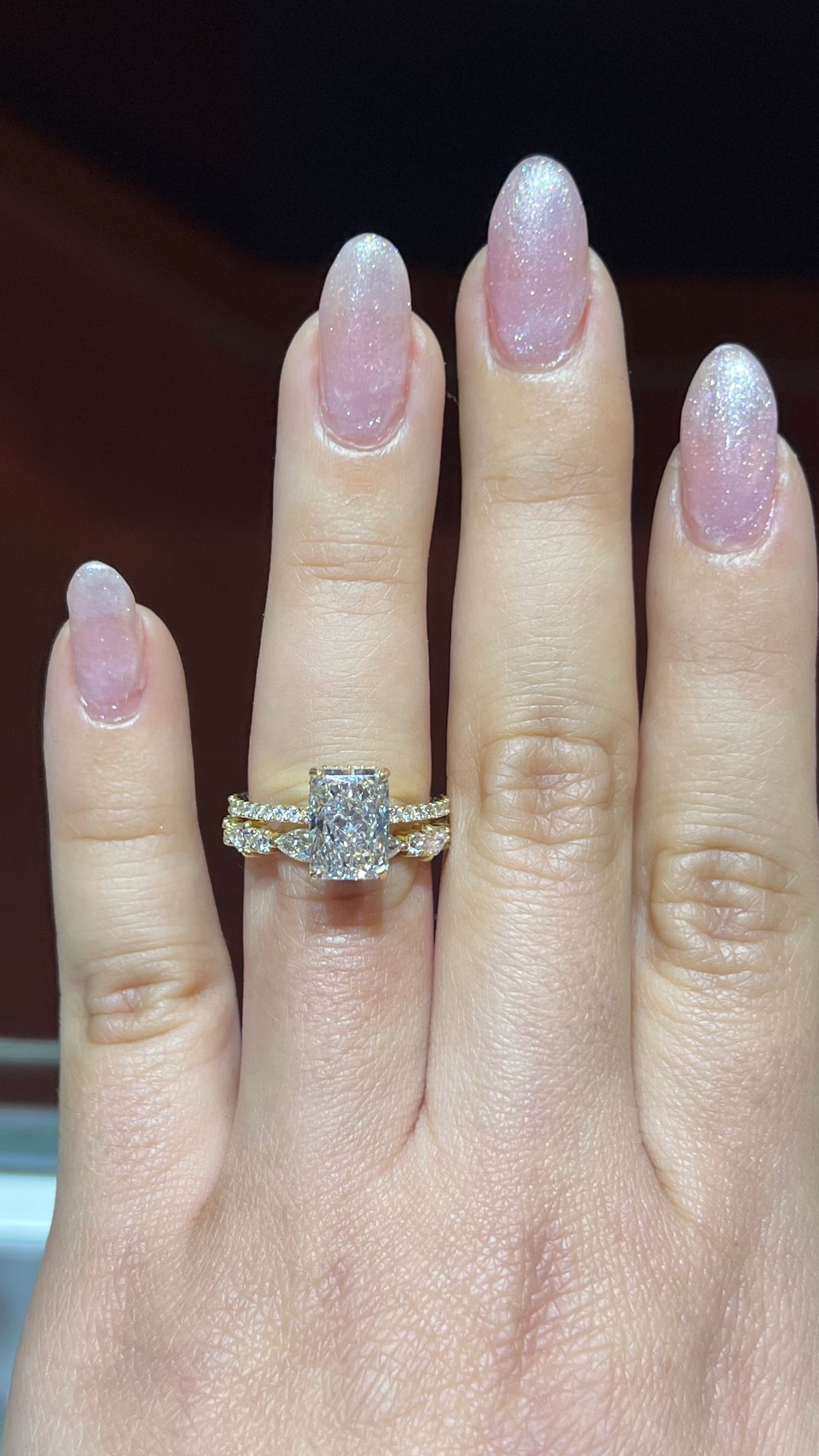 Pear and Round Alternating Diamond Band 14K Gold BAN199