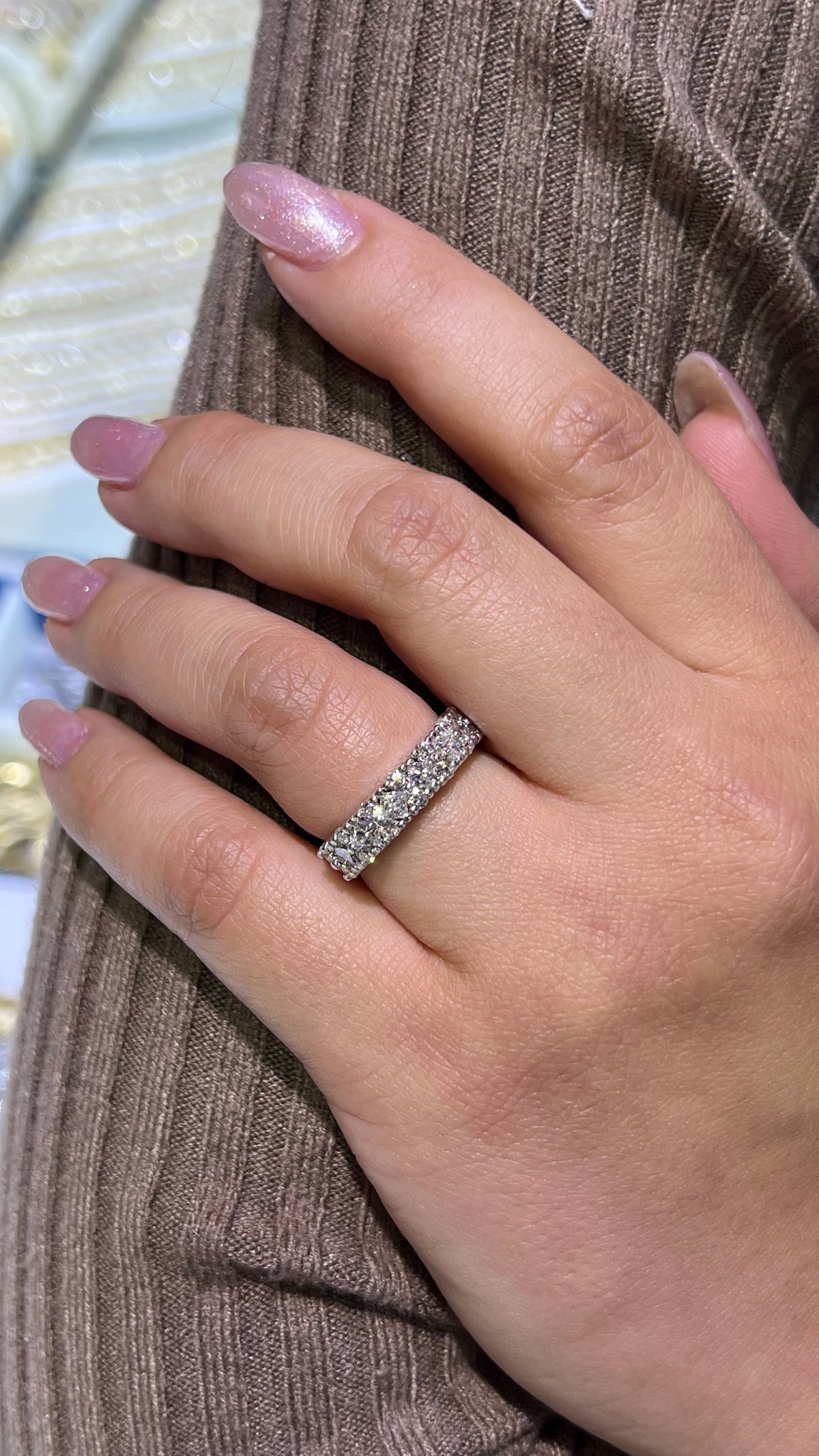 Princess and Round Diamond Band 14K Gold BAN200