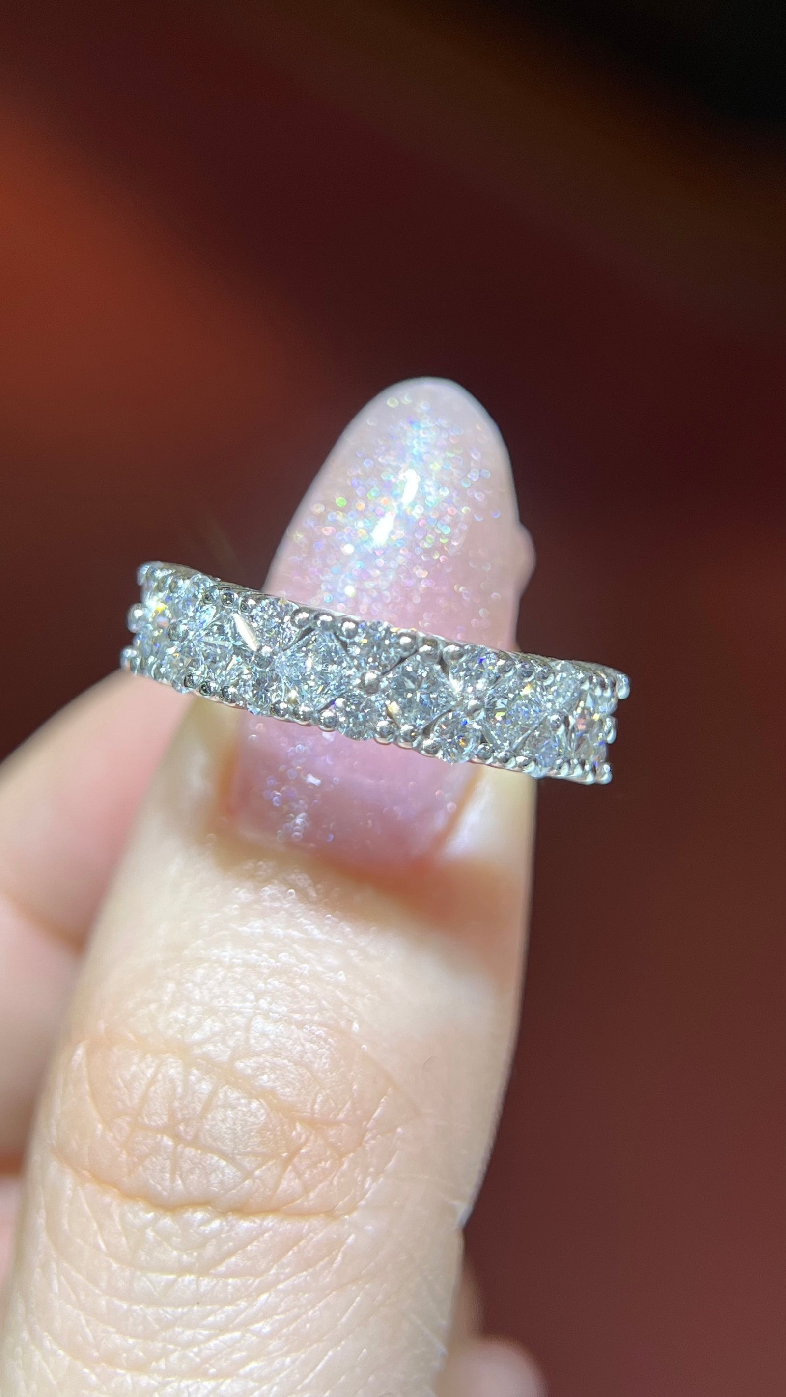 Princess and Round Diamond Band 14K Gold BAN200