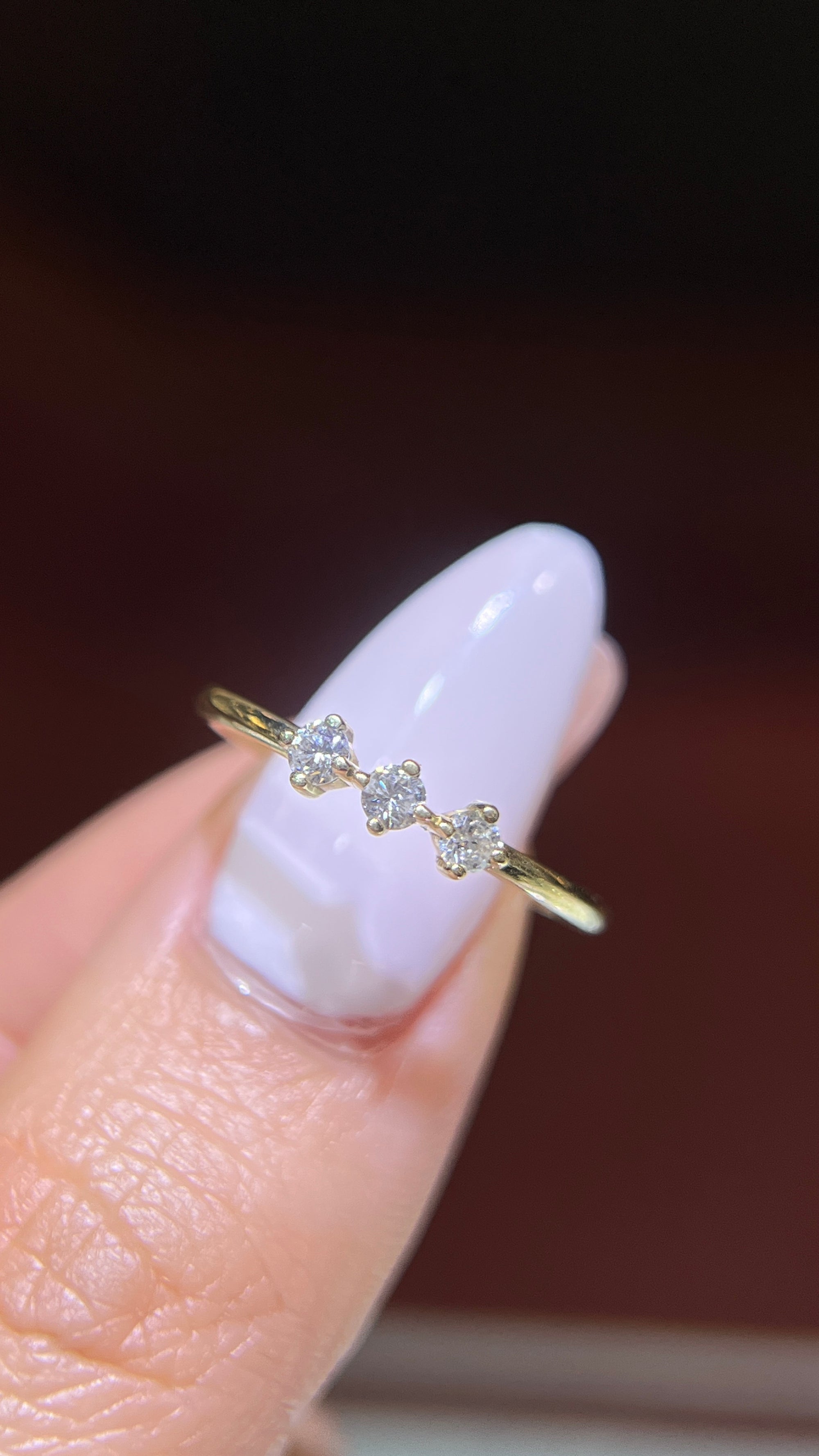 Large Three Stone Diamond Band 14K Gold BAN228