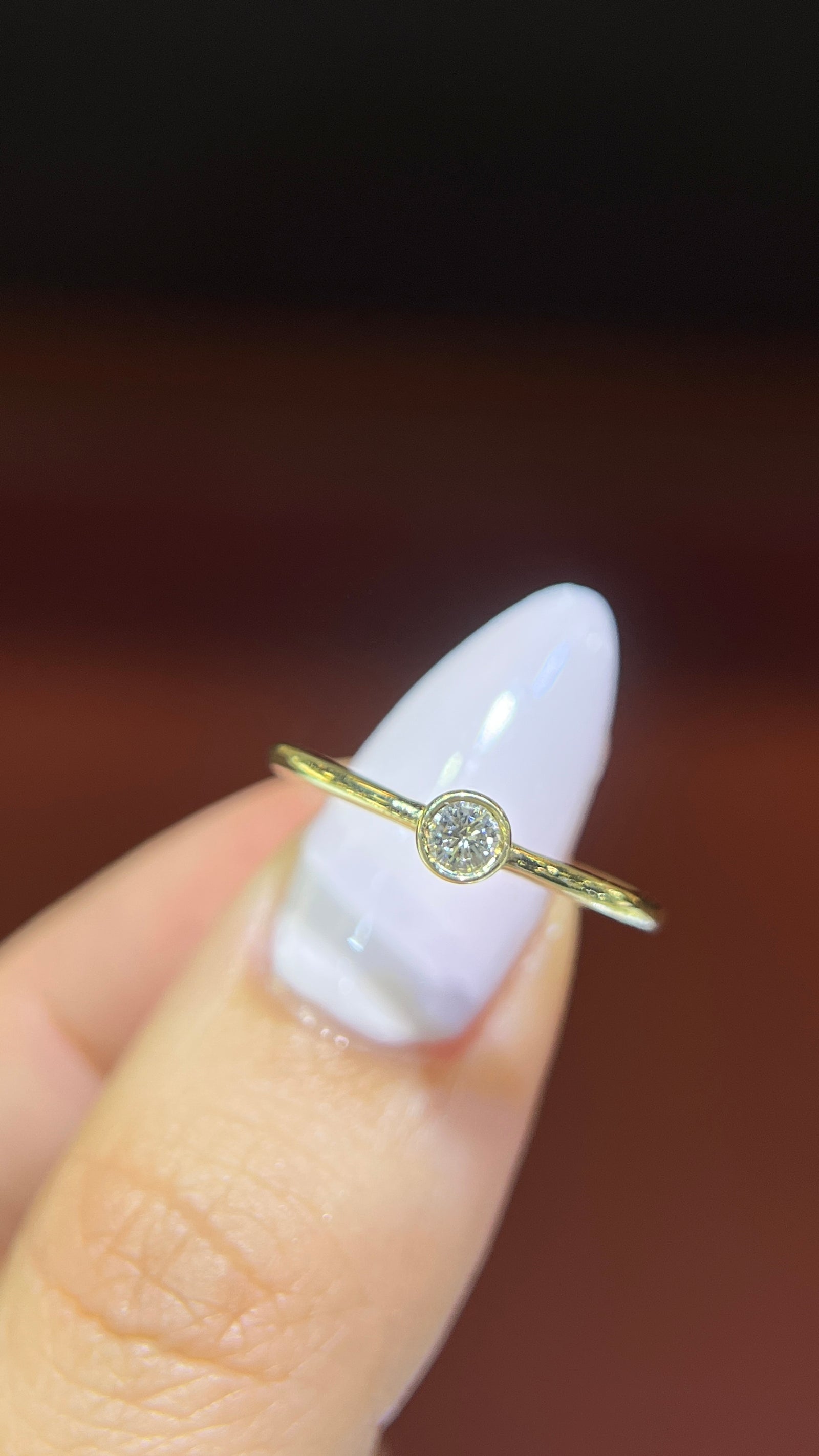 0.12ct Single Diamond Bezel Band 14K Gold BAN208