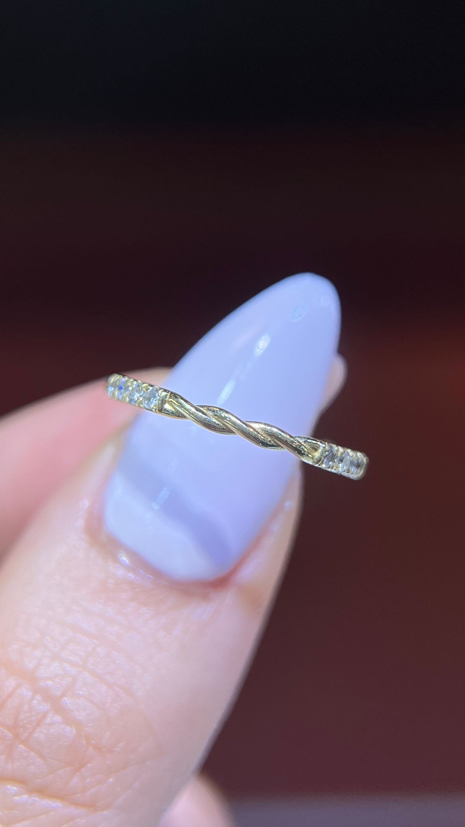 0.12ct Diamond Pave and Gold Twist Diamond Wedding Band 14K Gold BAN212