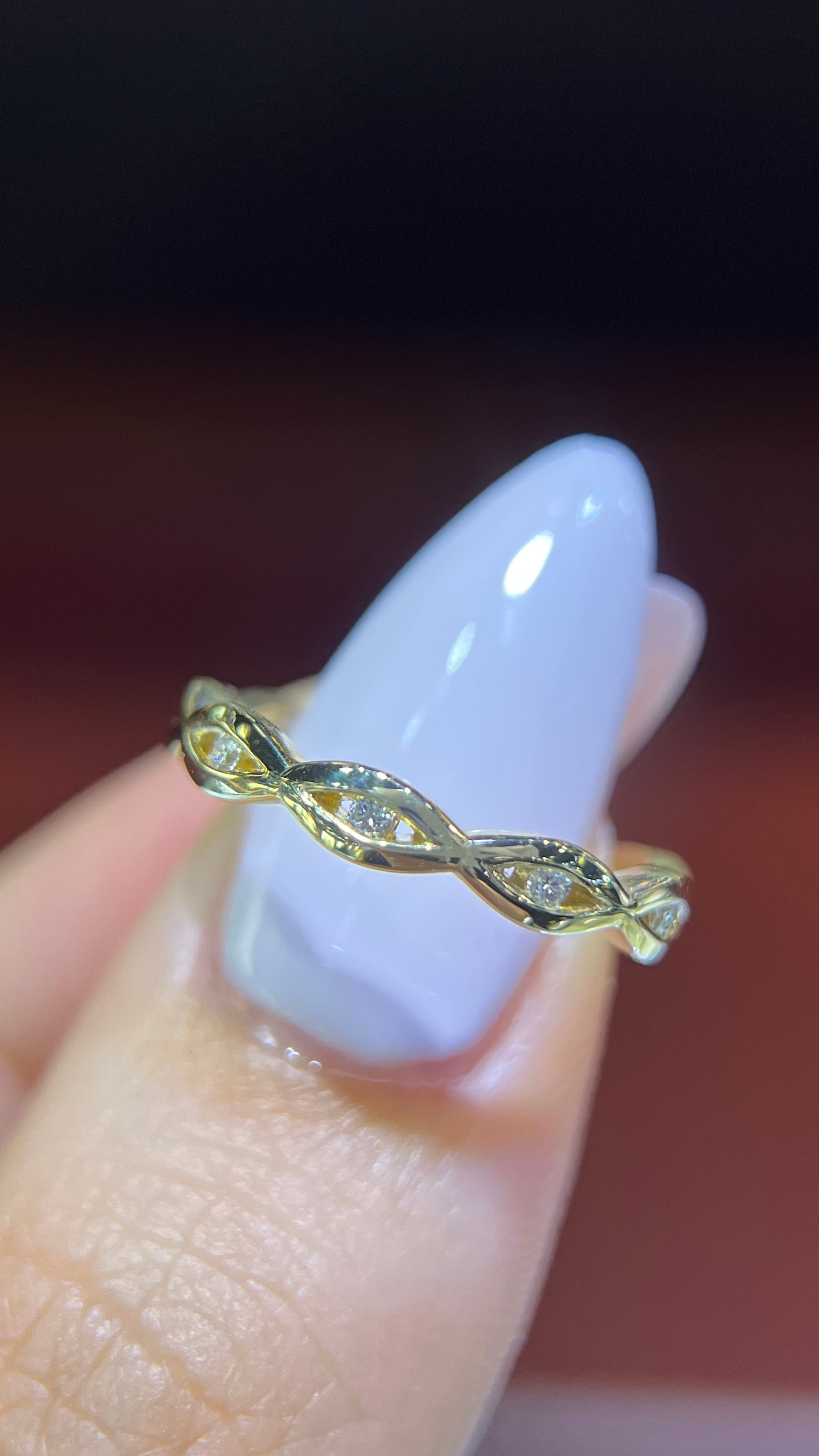 0.14ct Half Diamond Twist Diamond Wedding Band 14K Gold BAN217