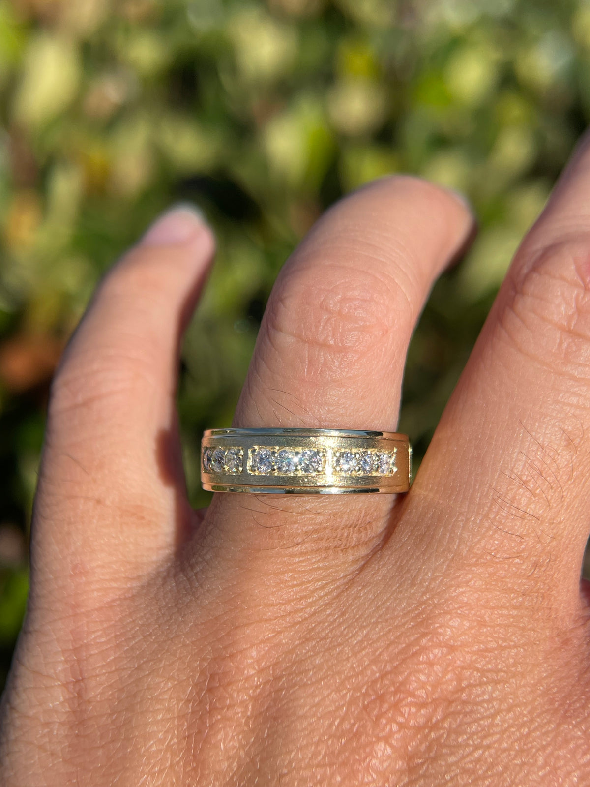 Men&#39;s 0.42ct tw Justin Triple Section Diamond Wedding Ring 14K Gold MR004