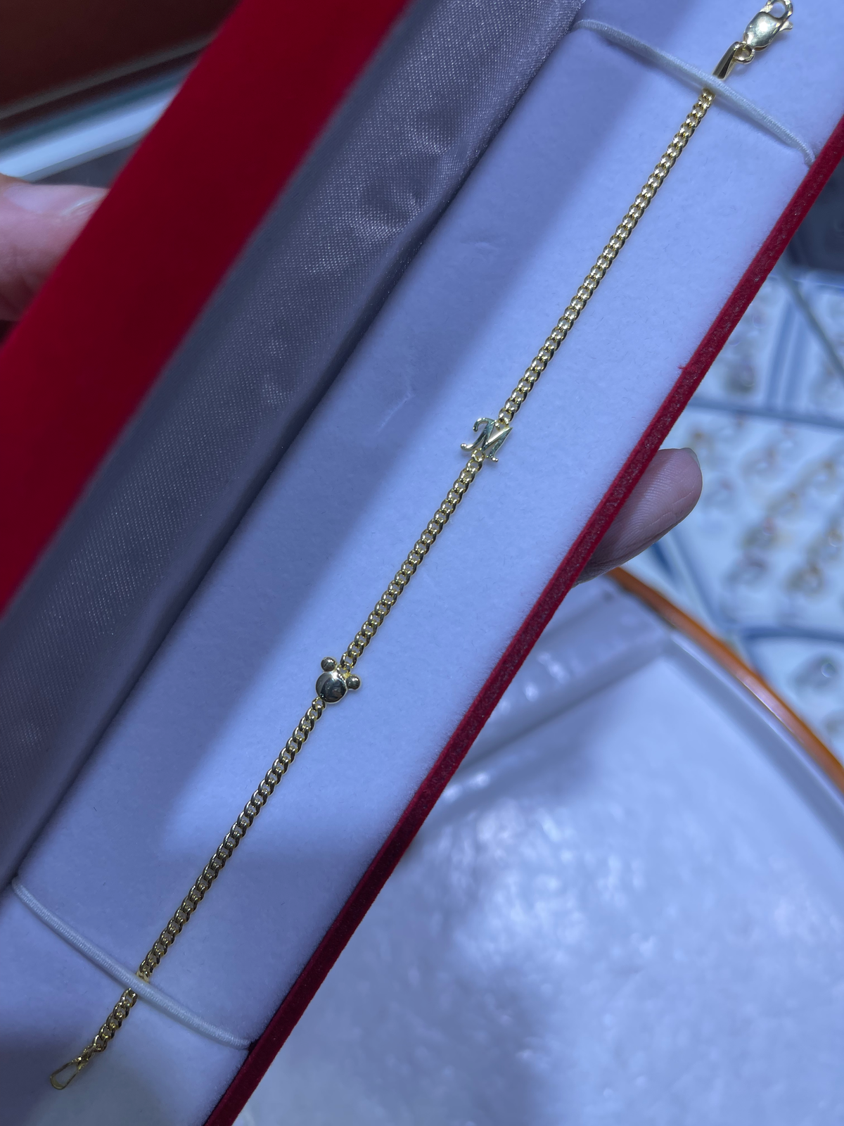 Custom Initial Mouse Charm Bracelet 14K Solid Gold DFB001