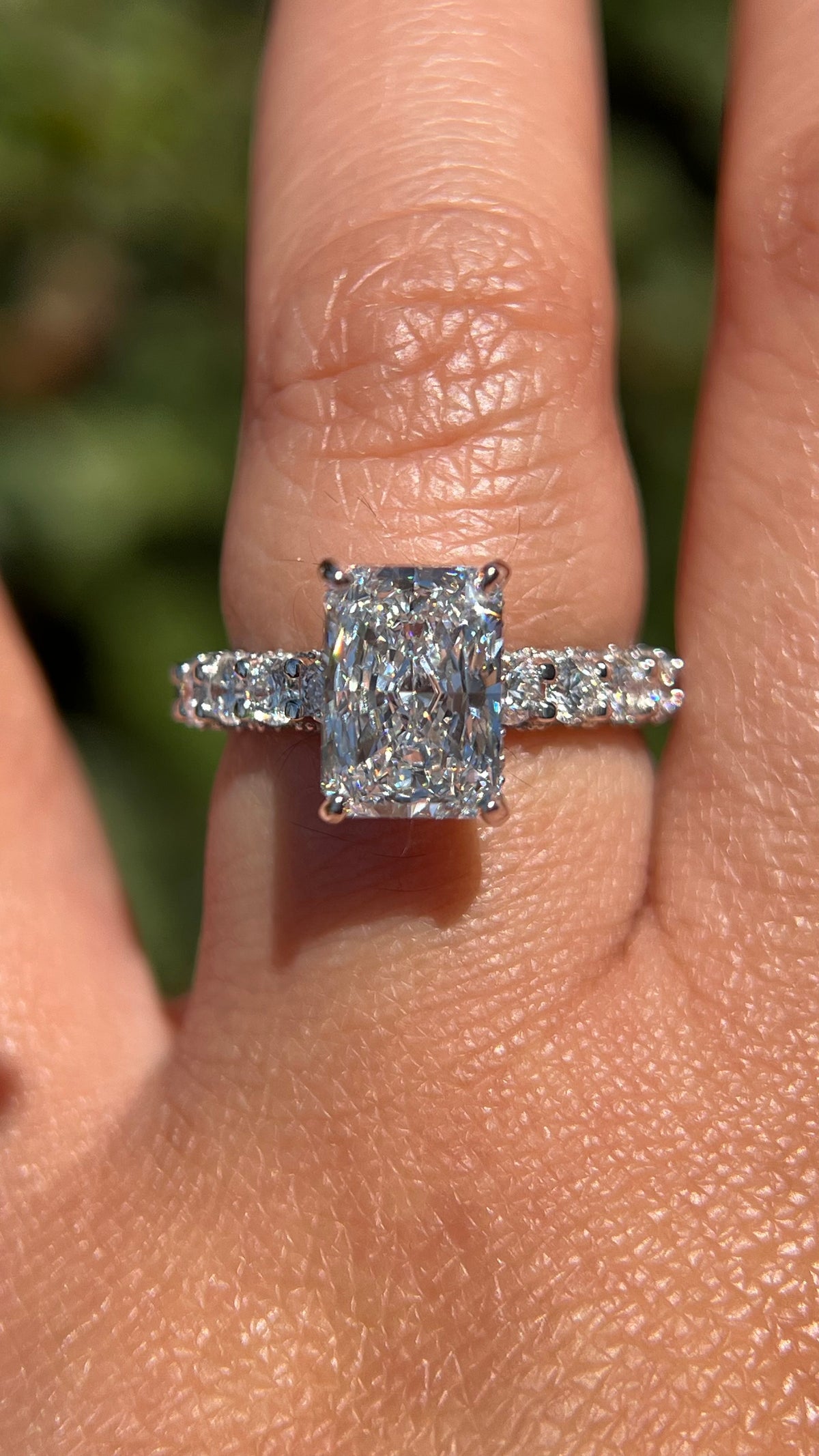 Christi 3.38ct F-VS1 Radiant Cut Lab Grown Diamond Engagement Ring 14K Gold