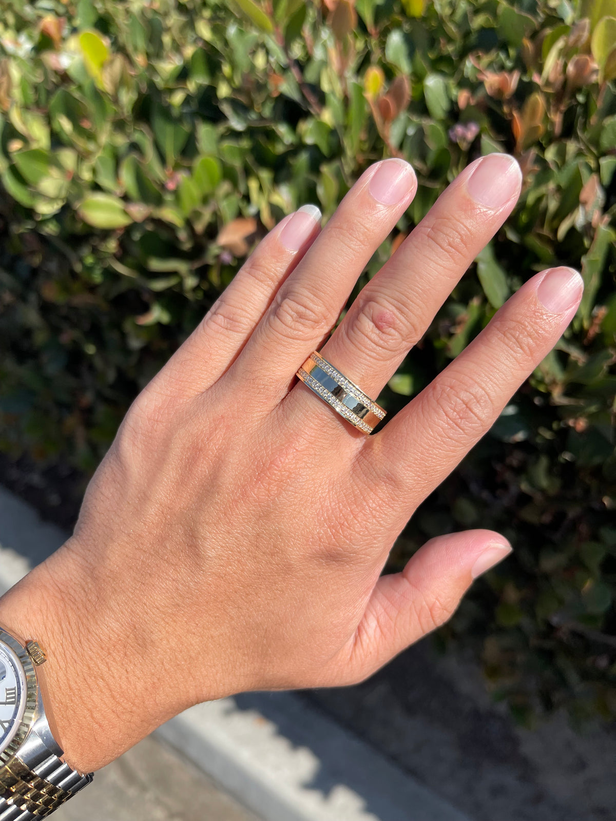 Men&#39;s 0.45ct Kobe &amp; Gigi Double Row Diamond Wedding Band 14K Gold MR010