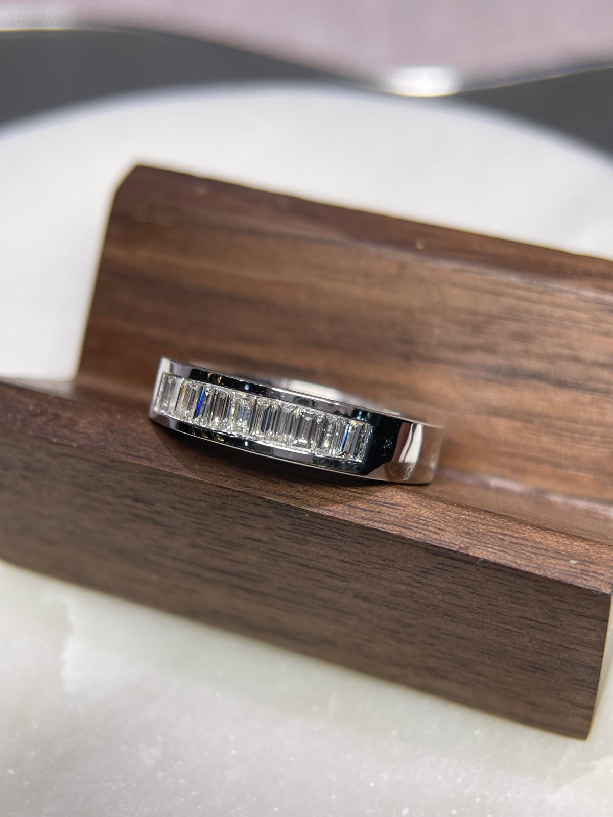 0.75ct Polished Channel Set Baguette Diamond Wedding Band 14K Gold MR023