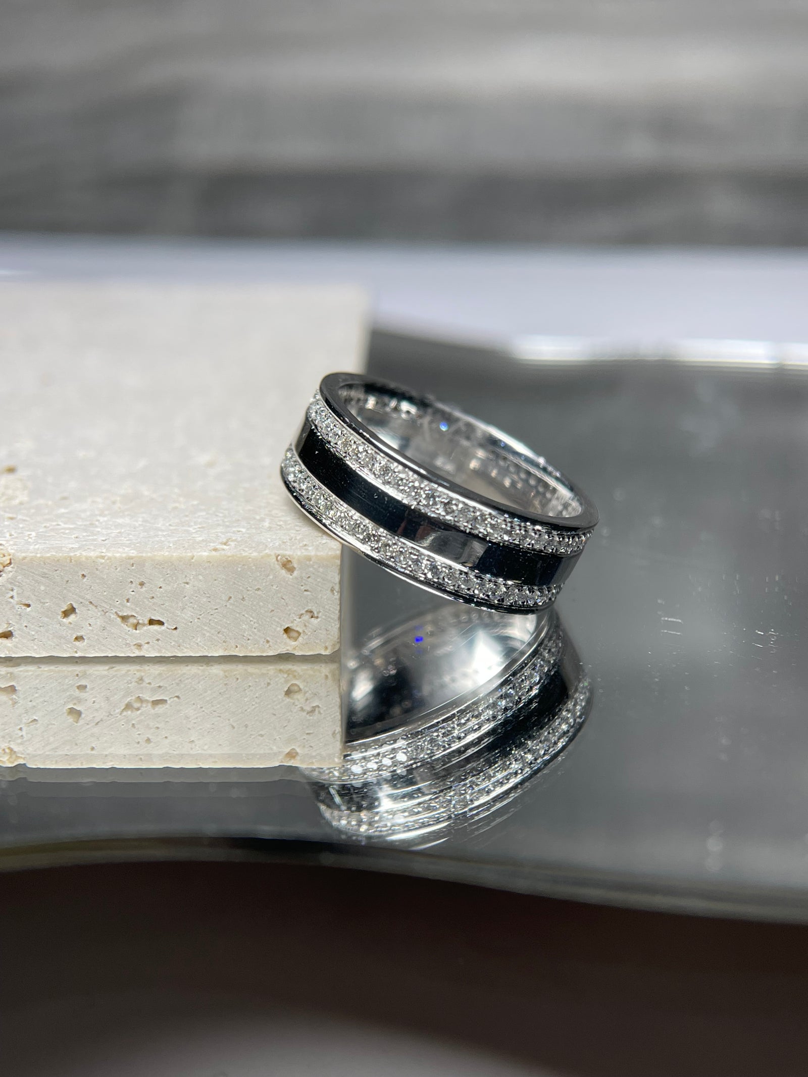 Men's 1.10ct tw Forever Kobe & Gigi Double Eternity Diamond Wedding Band 14K Gold MR002