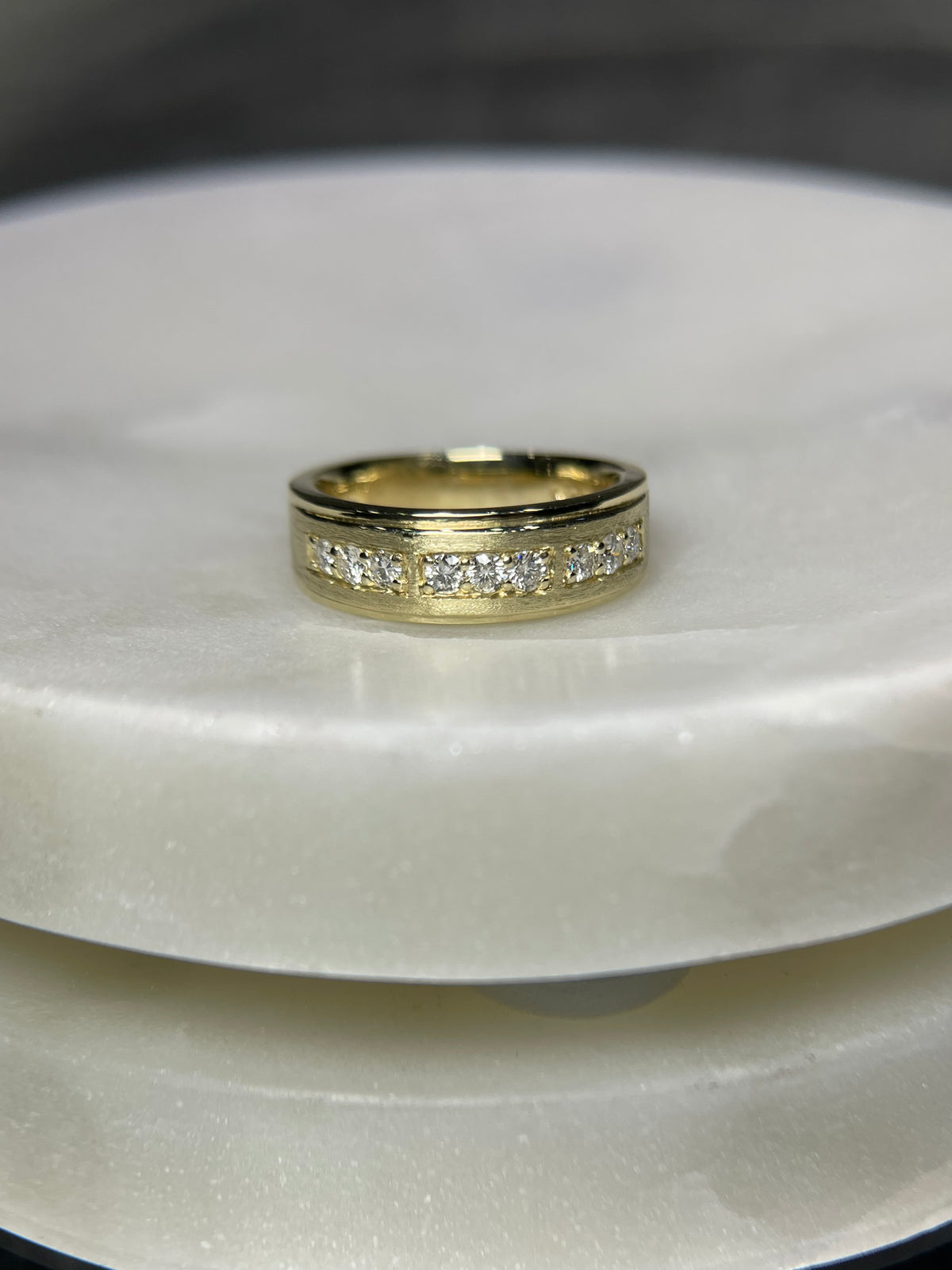 Men&#39;s 0.42ct tw Justin Triple Section Diamond Wedding Ring 14K Gold MR004