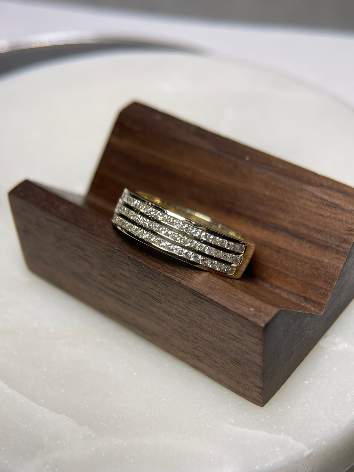 Men&#39;s 1.10ct Triple Row Diamond Wedding Band 14K Gold MR009