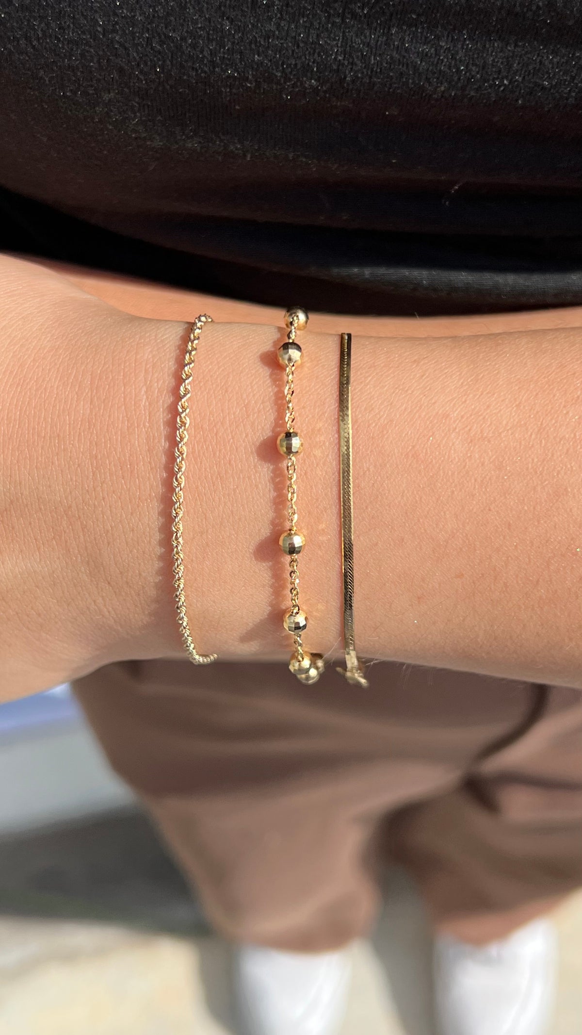 Large Yellow Beaded Bracelet 14K Solid Gold DFB011