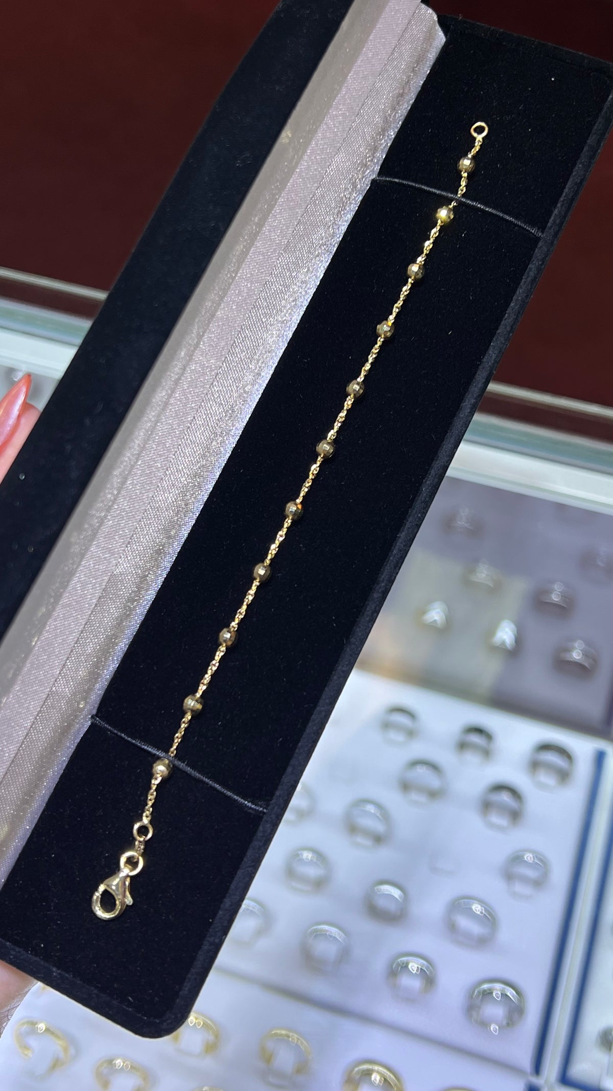 Large Yellow Beaded Bracelet 14K Solid Gold DFB011