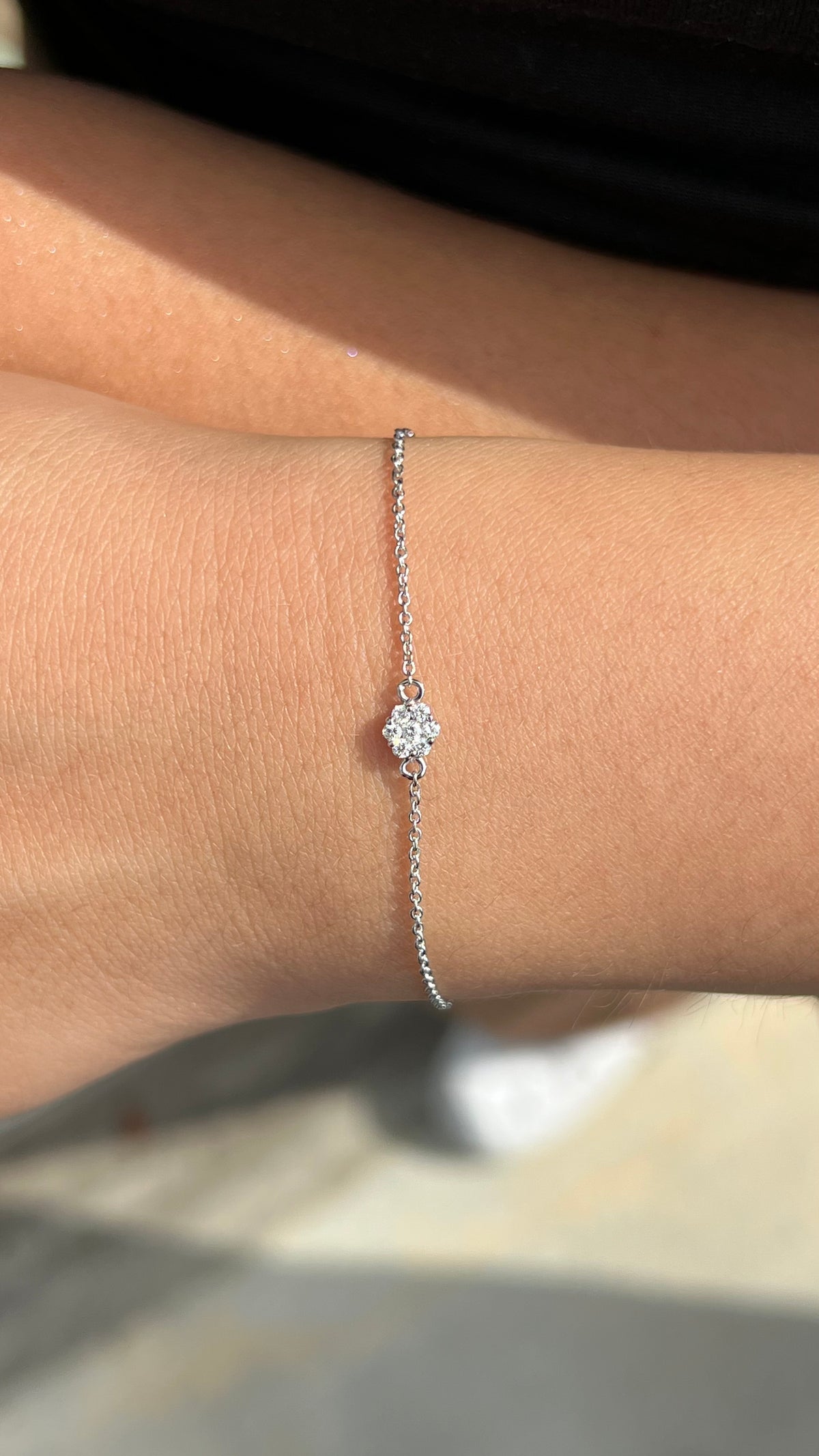 Diamond Cluster Bracelet 14K Solid Gold DFB012