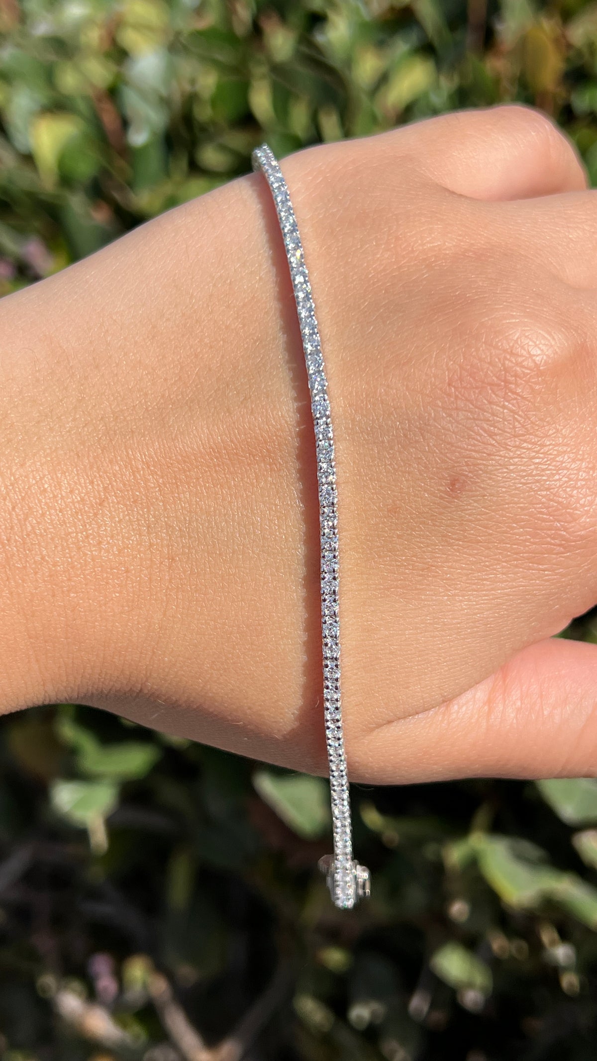 2mm Diamond Tennis Bracelet 14K Solid Gold DFB014