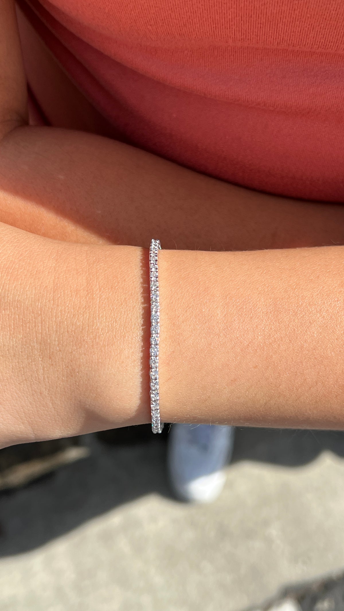 2mm Diamond Tennis Bracelet 14K Solid Gold DFB014