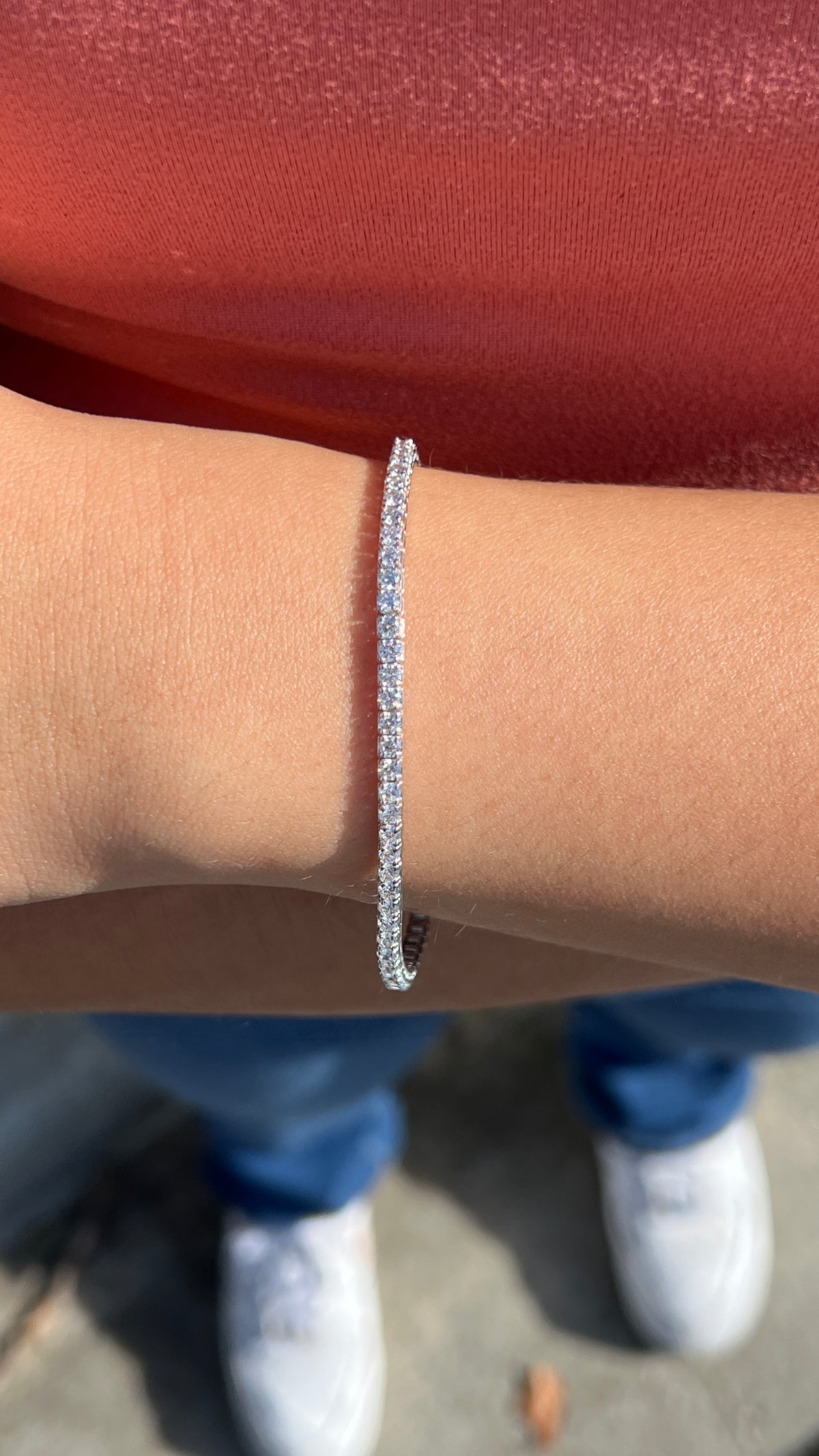 2.3mm Diamond Tennis Bracelet 14K Solid Gold DFB016