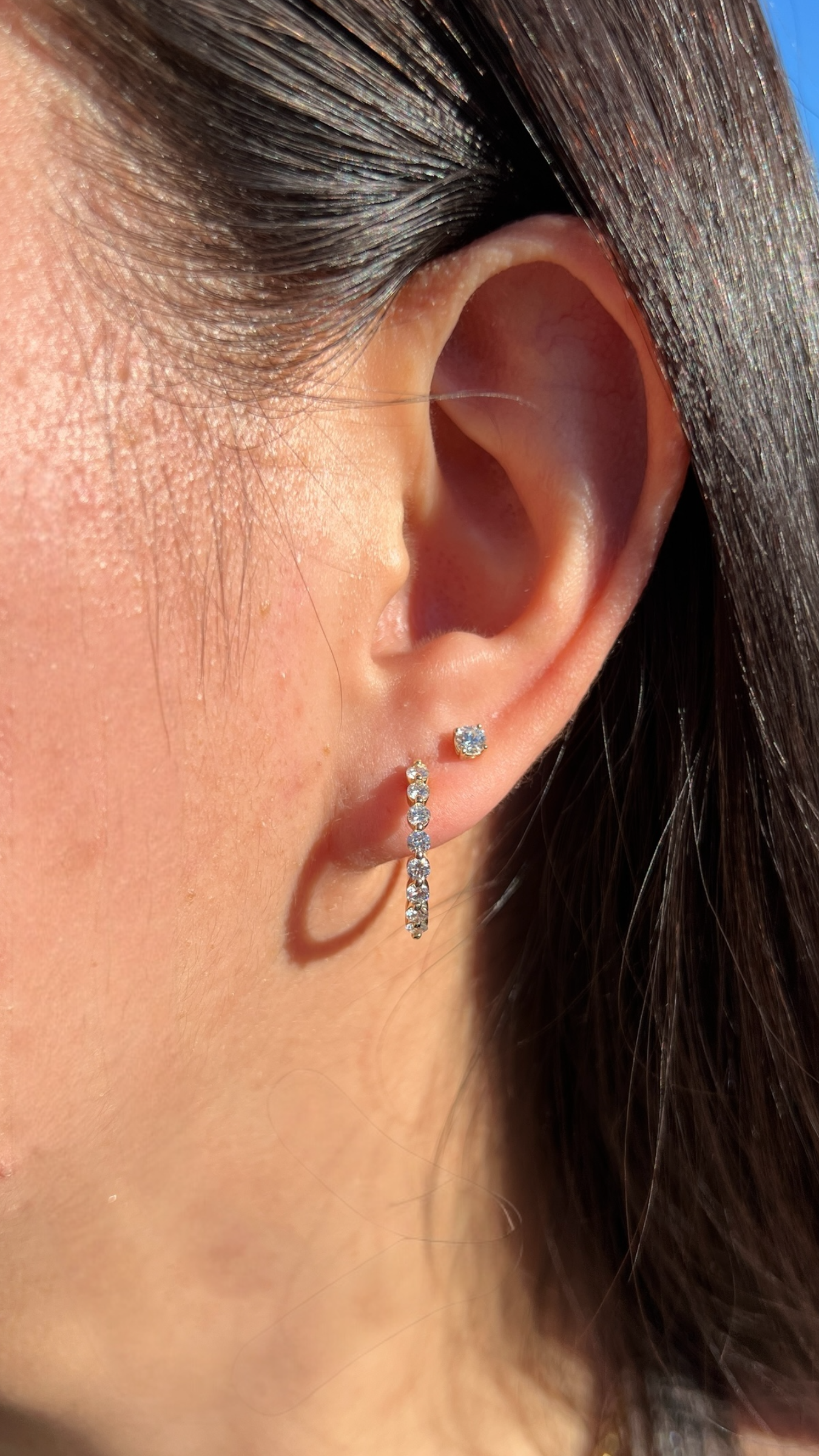 0.74ct Bubble Style Diamond Hoops 14K Gold DFER005