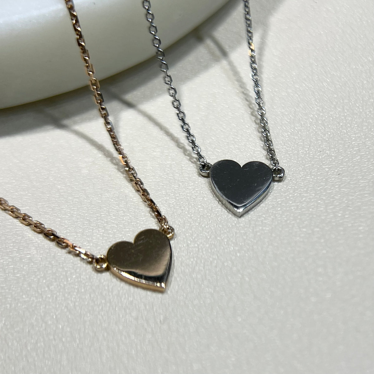 1.1mm Cable Chain w/ Engravable Plain Gold Heart Necklace 14K Gold DFN012