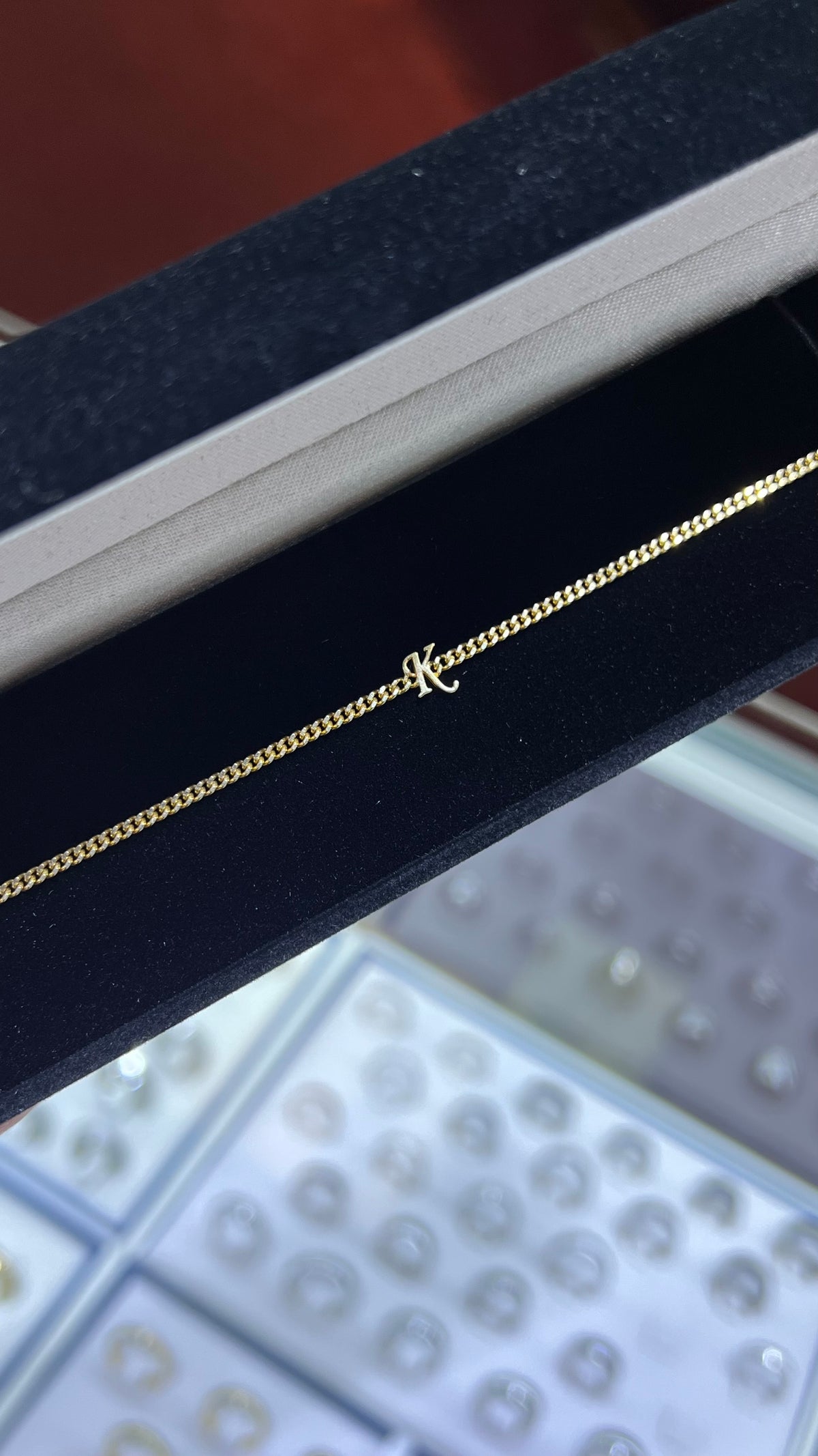 Custom Initial Gold Bracelet 14K Solid Gold DFB008