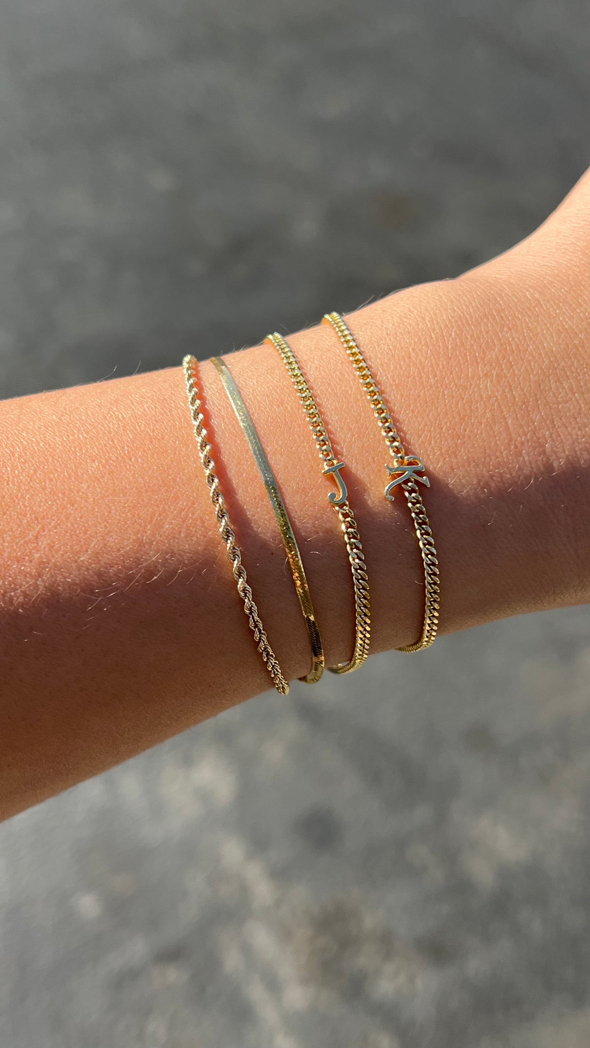 Custom Initial Gold Bracelet 14K Solid Gold DFB008