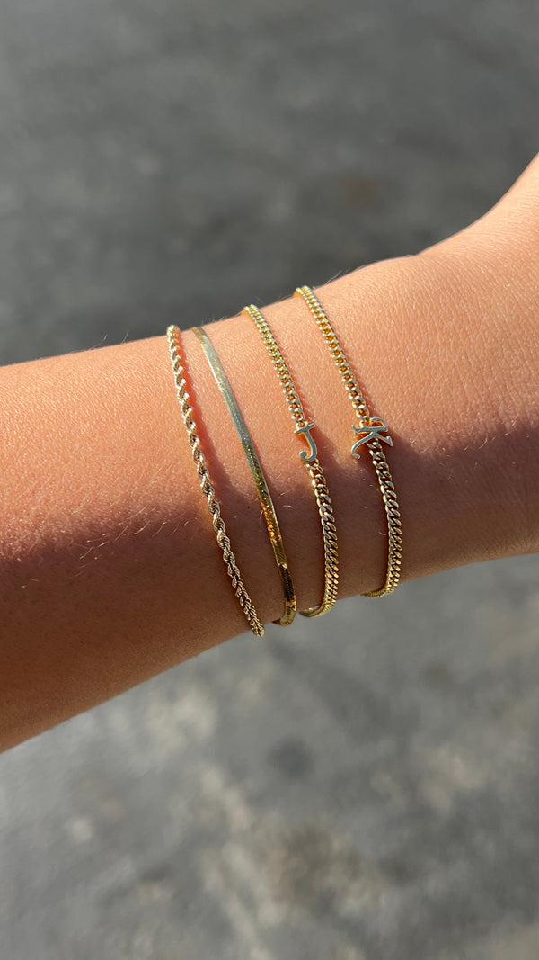 Custom Initial Gold Bracelet 14K Solid Gold DFB008 - North & South Jewelry