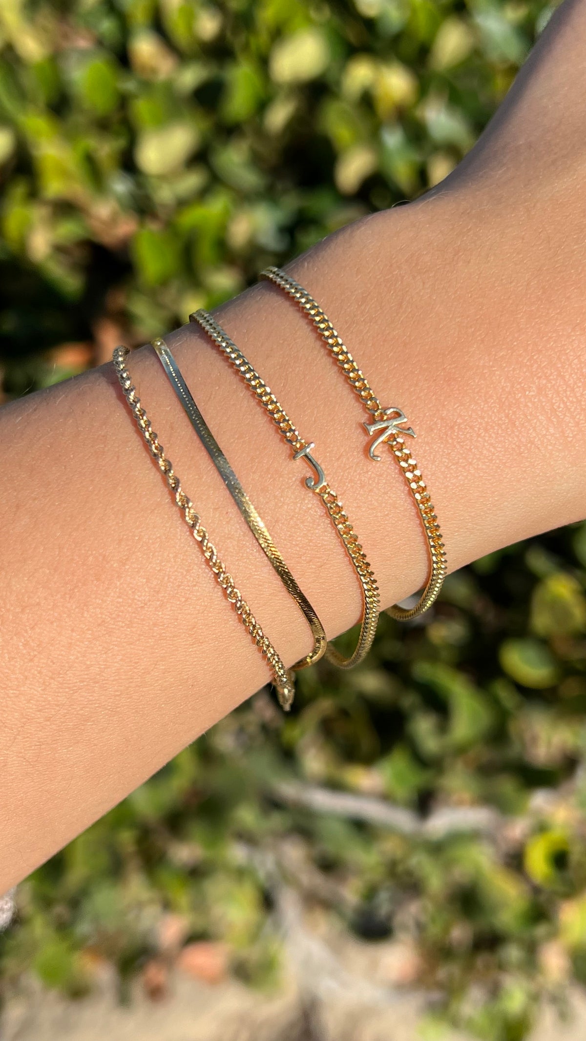 Custom Initial Gold Bracelet 14K Solid Gold DFB008