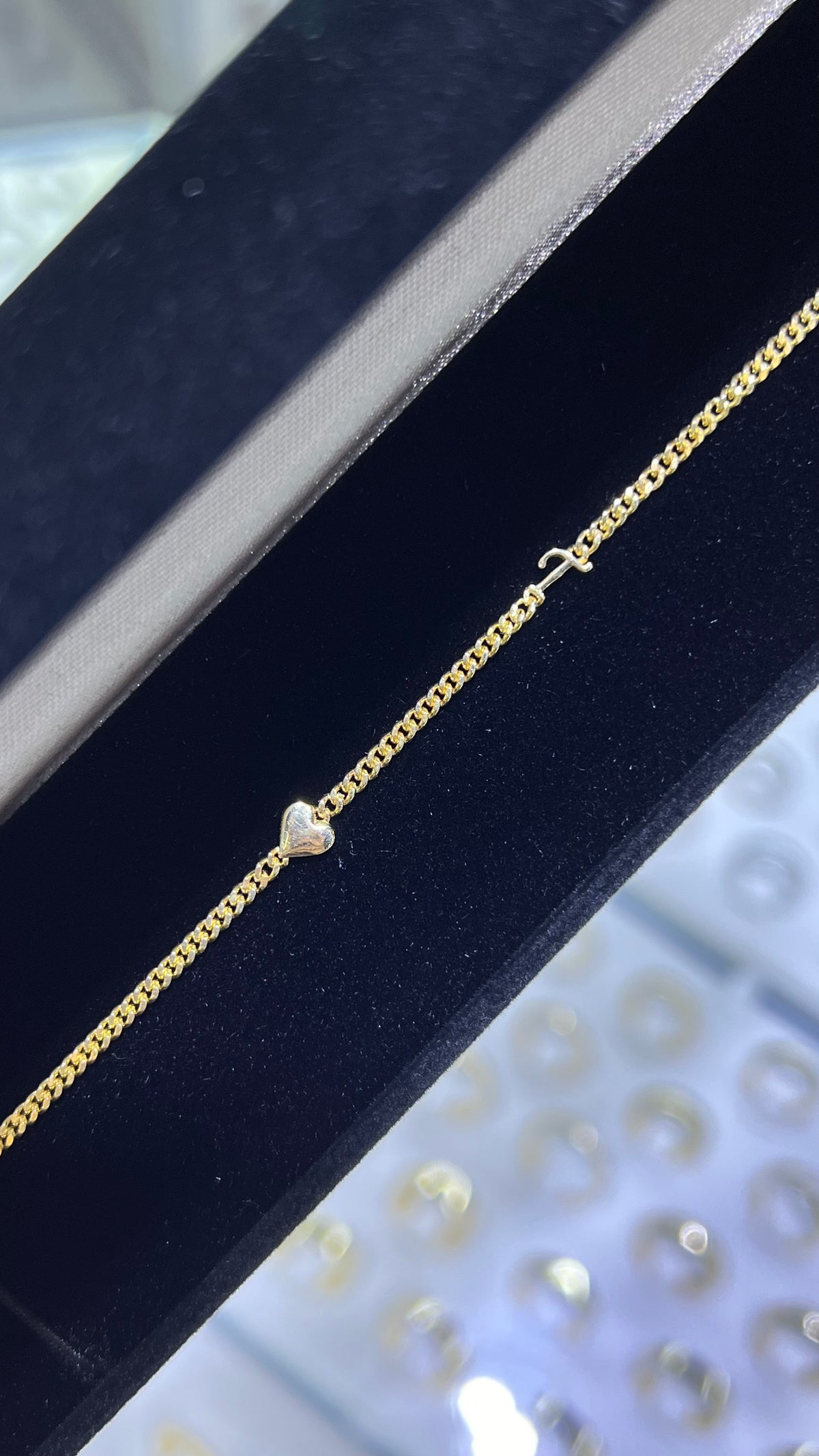 Custom Initial Heart Charm Bracelet 14K Solid Gold DFB009