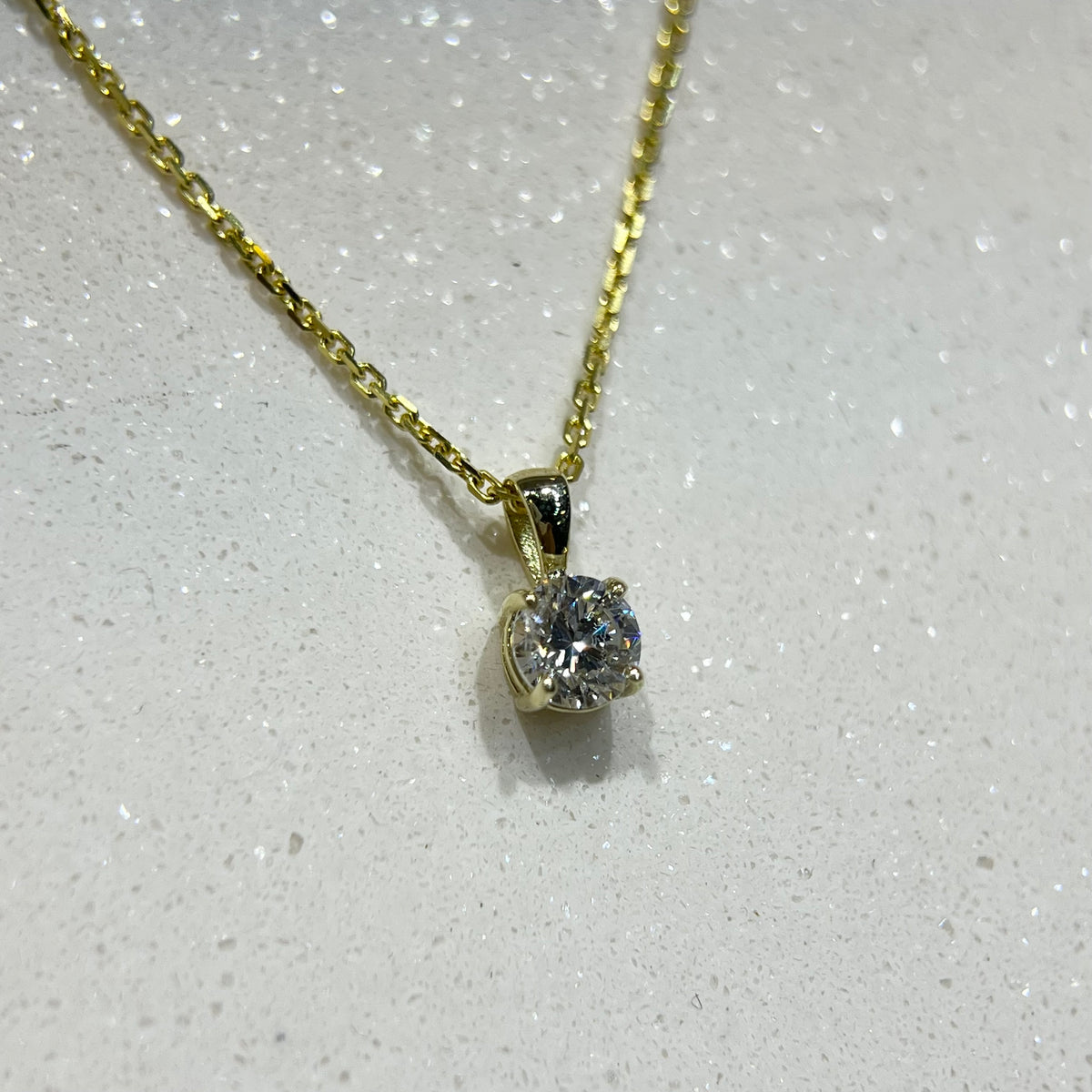 5.5mm Brilliant Round Lab Diamond Solitaire Pendant 14K Gold DPEN067