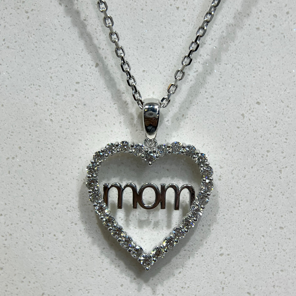 Diamond Heart Mom Pendant 14K Gold DPEN068