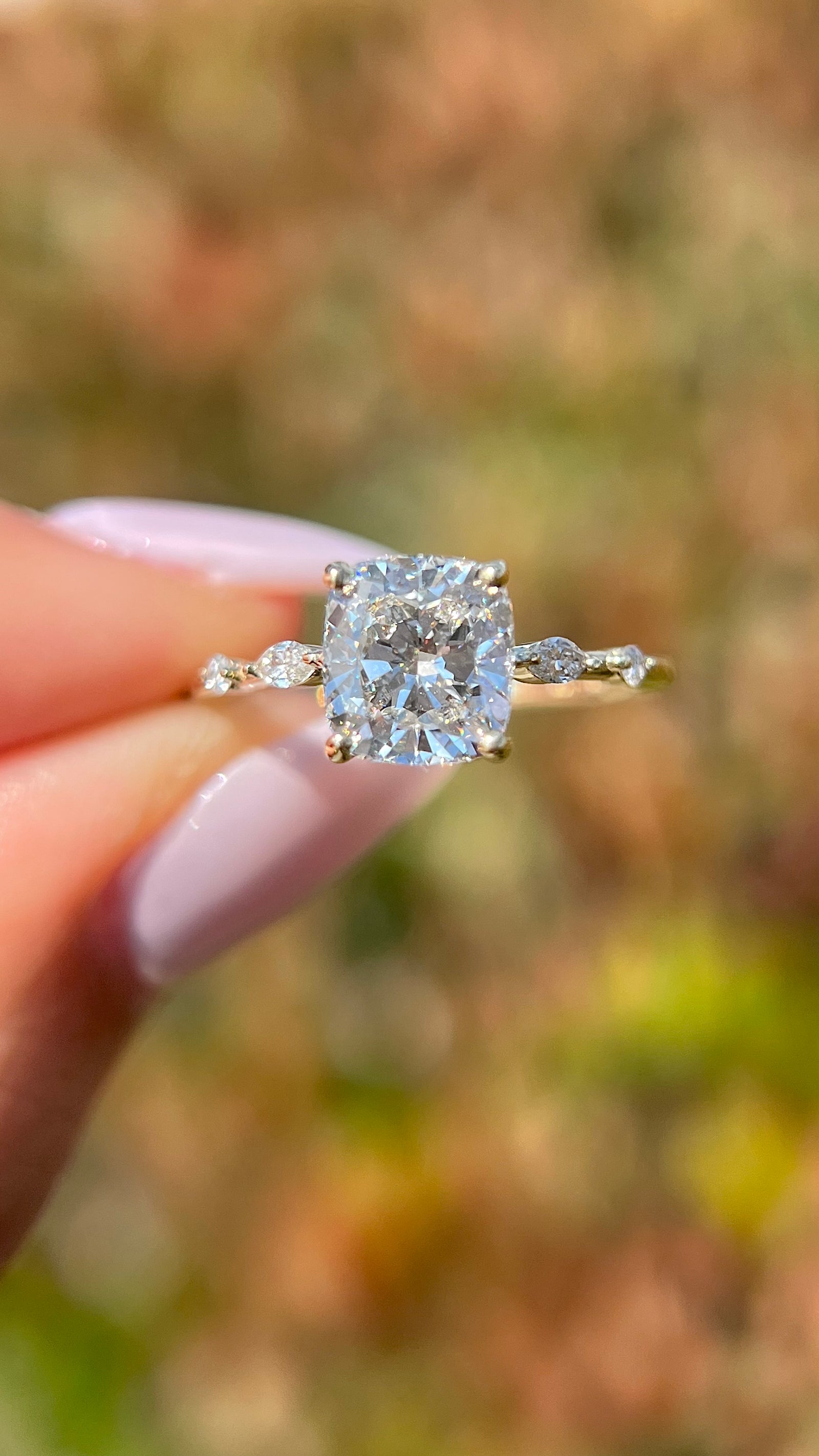 Maci 1.91ct F-VS1 Cushion Cut Lab Grown Diamond Engagement Ring 14K Gold