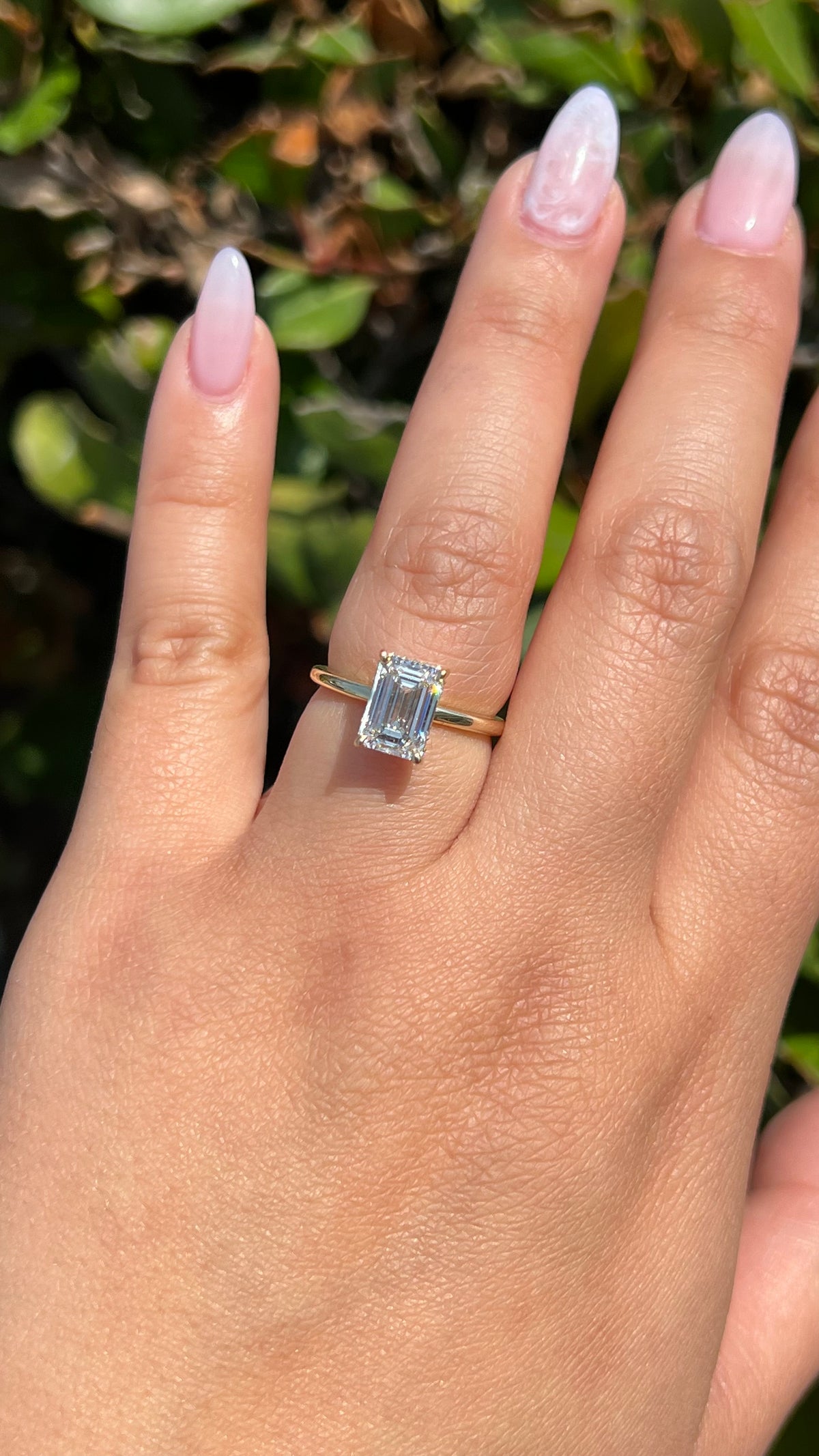 Evie Hidden Halo 2.16ct E-VS1 Emerald Cut Lab Grown Diamond Engagement Ring 14K Gold