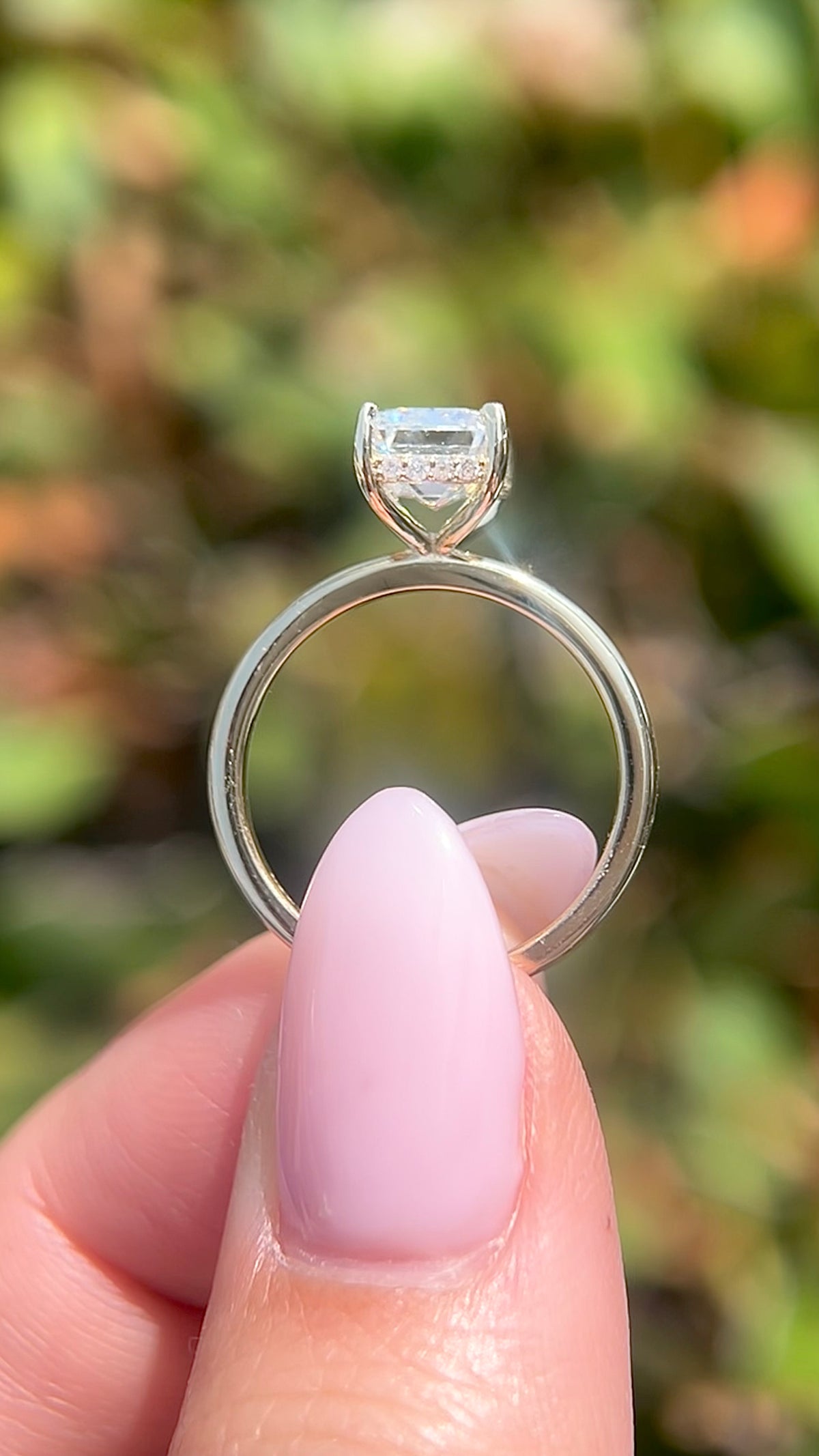 Evie Hidden Halo 2.16ct E-VS1 Emerald Cut Lab Grown Diamond Engagement Ring 14K Gold