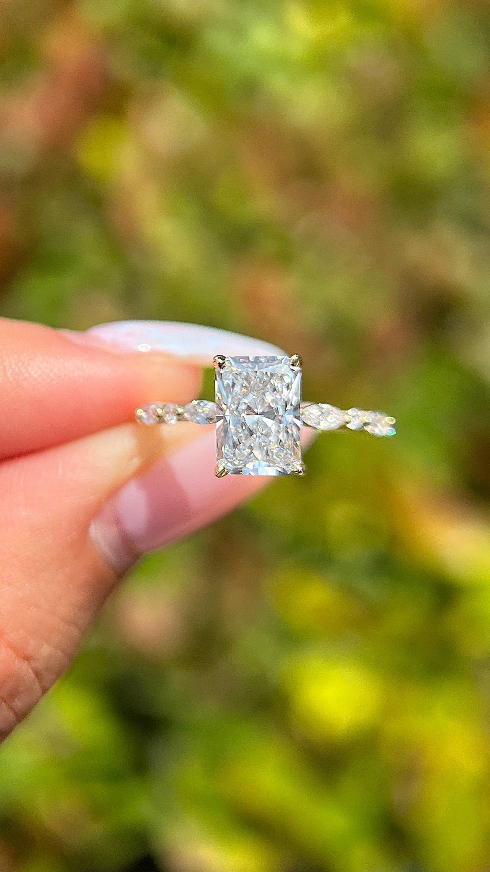 Myra 2.07ct F-VS1 Radiant Cut Lab Grown Diamond Engagement Ring 14K Gold