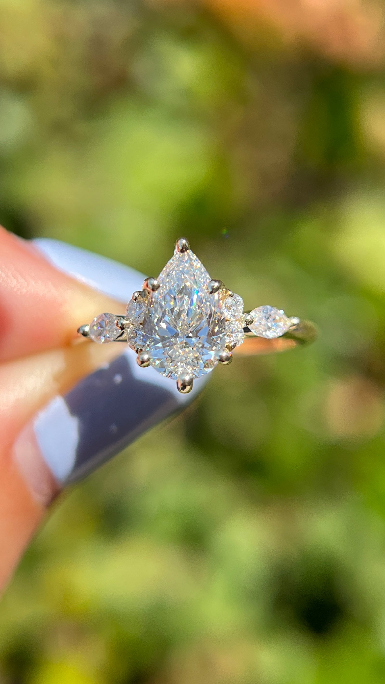 Mia 1.38ct F-VS1 Pear Cut Lab Grown Diamond Engagement Ring 14K Gold