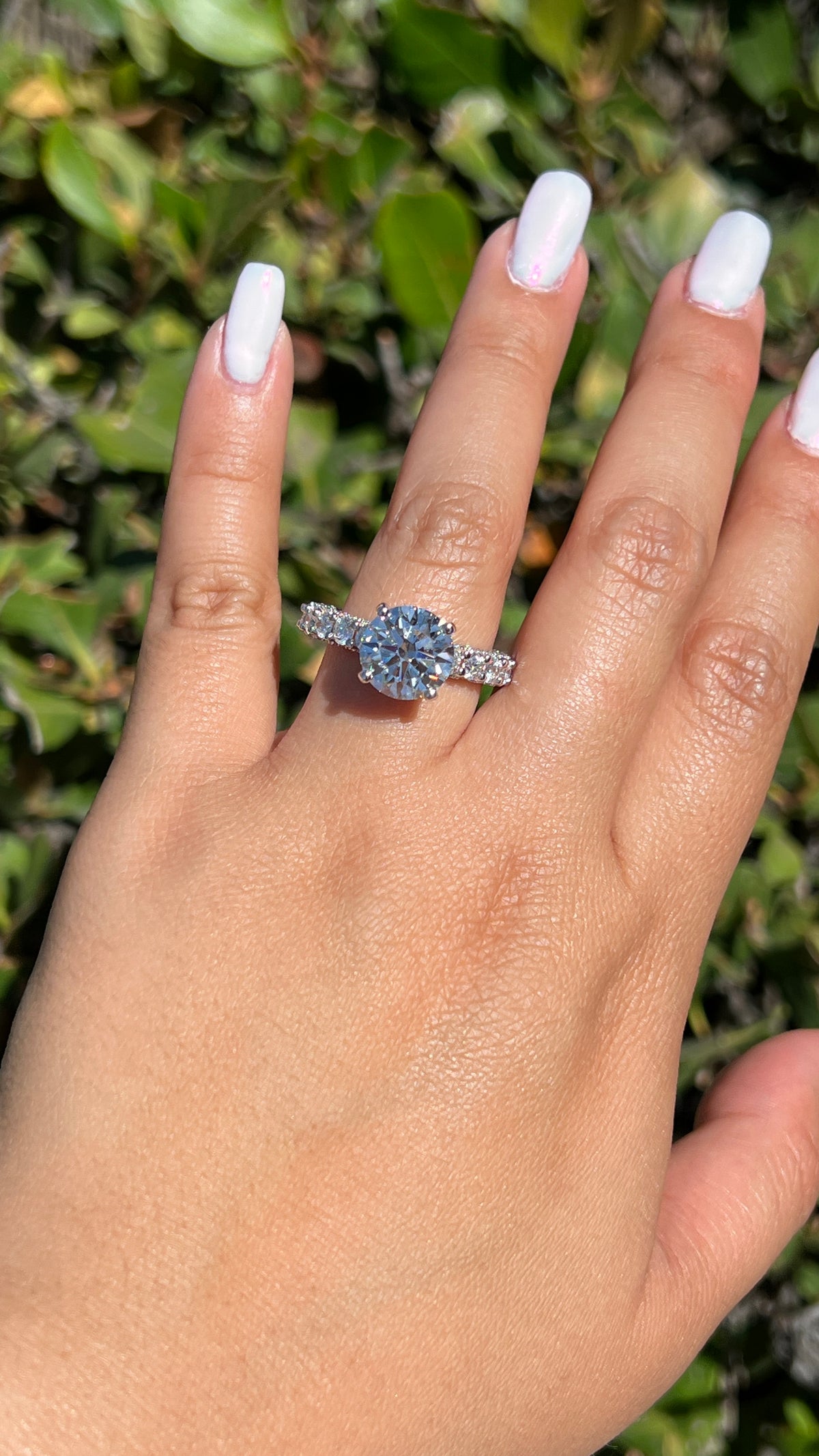 Christi 4.50ct F-VS1 Round Cut Lab Grown Diamond Engagement Ring 14K Gold