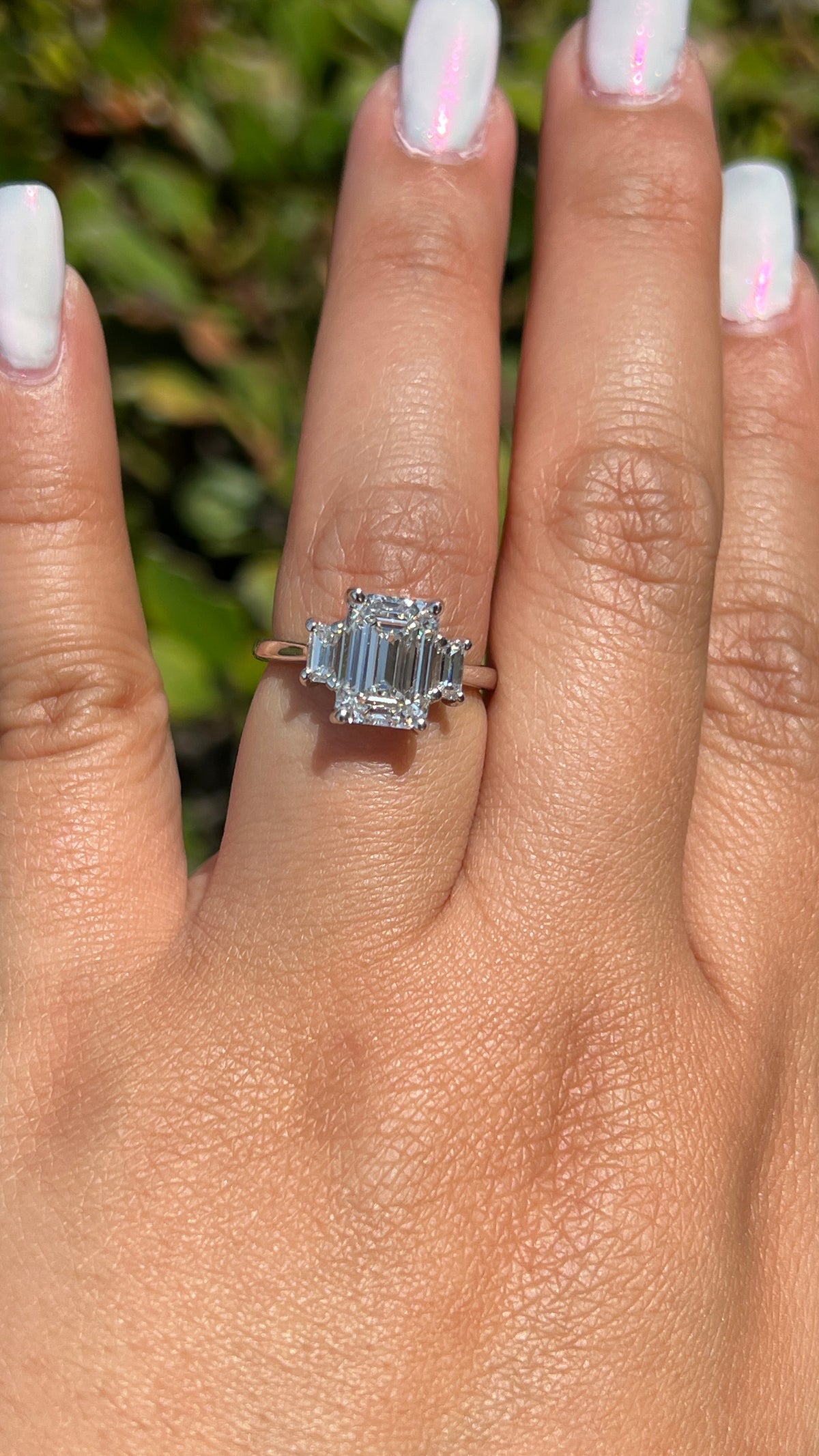 Amy 3.07ct E-VS1 Emerald Cut Lab Grown Diamond Engagement Ring 14K Gold